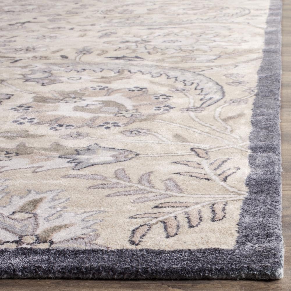 Beige and Multi 4' x 6' Hand-Tufted Wool Area Rug