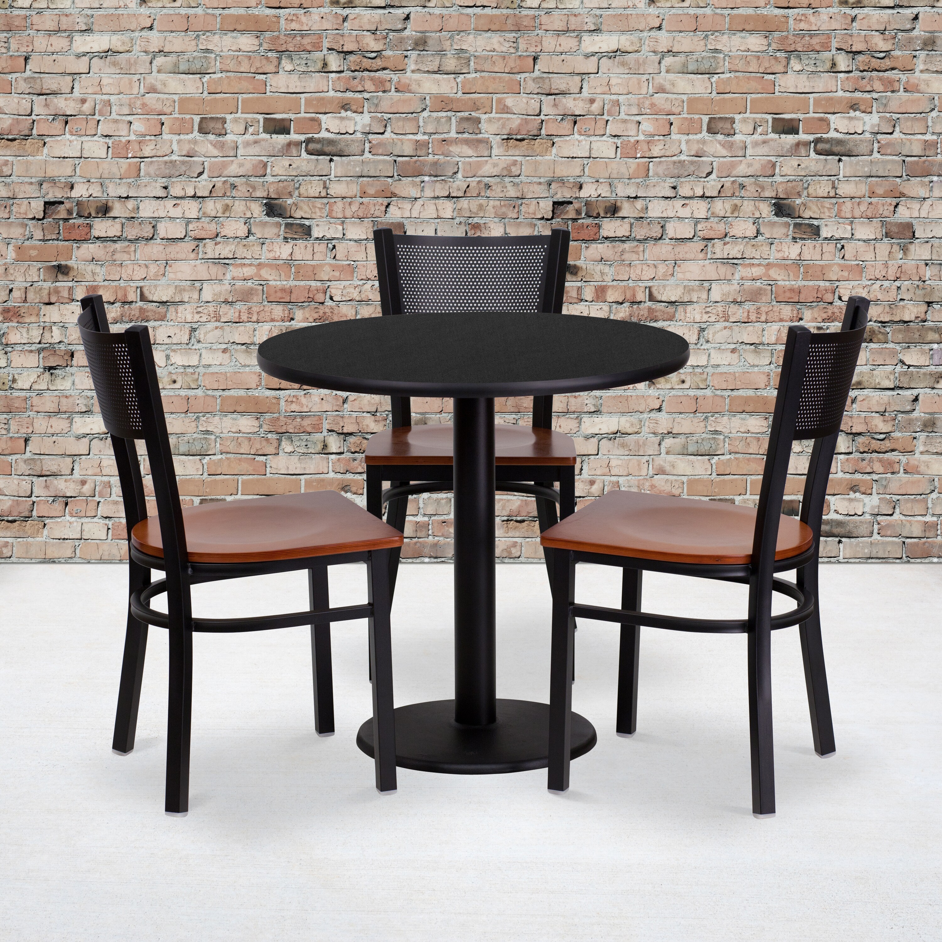 Flash Furniture Black Traditional Dining Room Set with Round Table ...