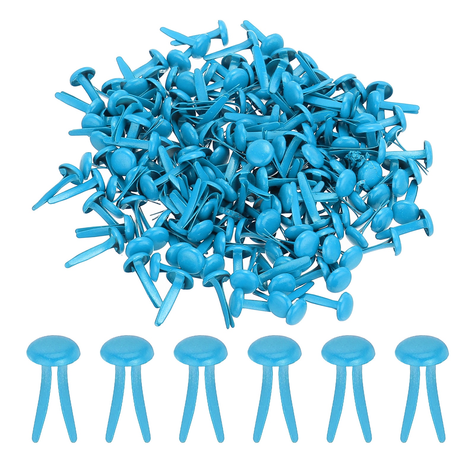 PATIKIL 200pcs Paper Brass Fasteners Split Pins Pastel Mini Metal Brads Round Head Plated Fastener for Craft Art Scrapbooking DIY Supplies Light blue 8 x 15 mm