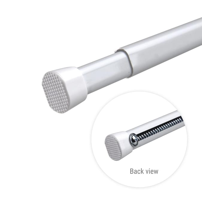 White Steel Tension Curtain Rod, Spring Loaded Rod For Curtains