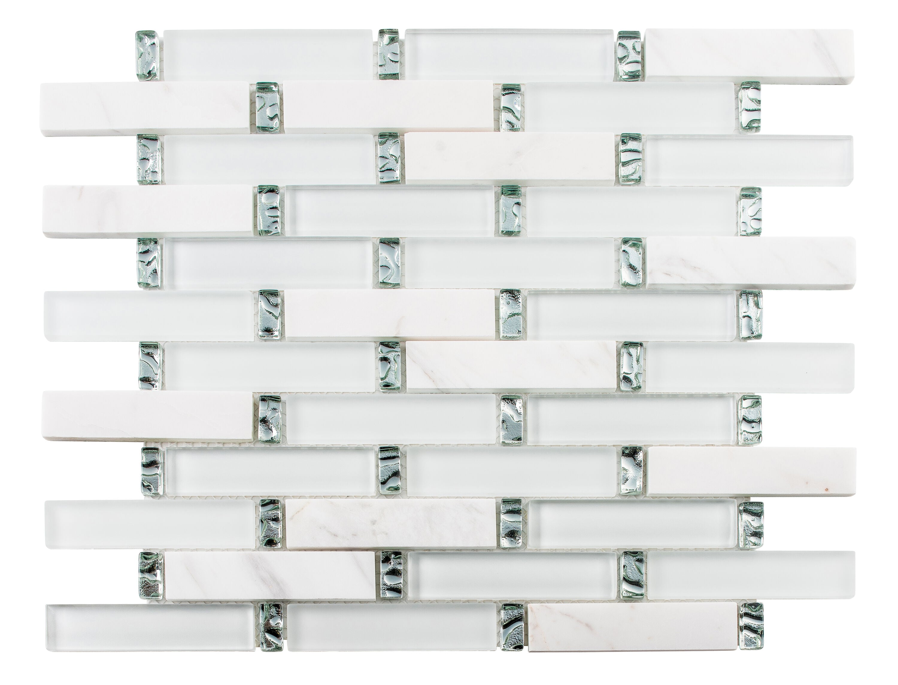 Andova Tiles ANDSAG542 SAGA Frozen 12-in x 13-in Matte Glass/Stone Brick Look Mosaic Floor and Wall Tile (1.08-sq. ft/ Piece)