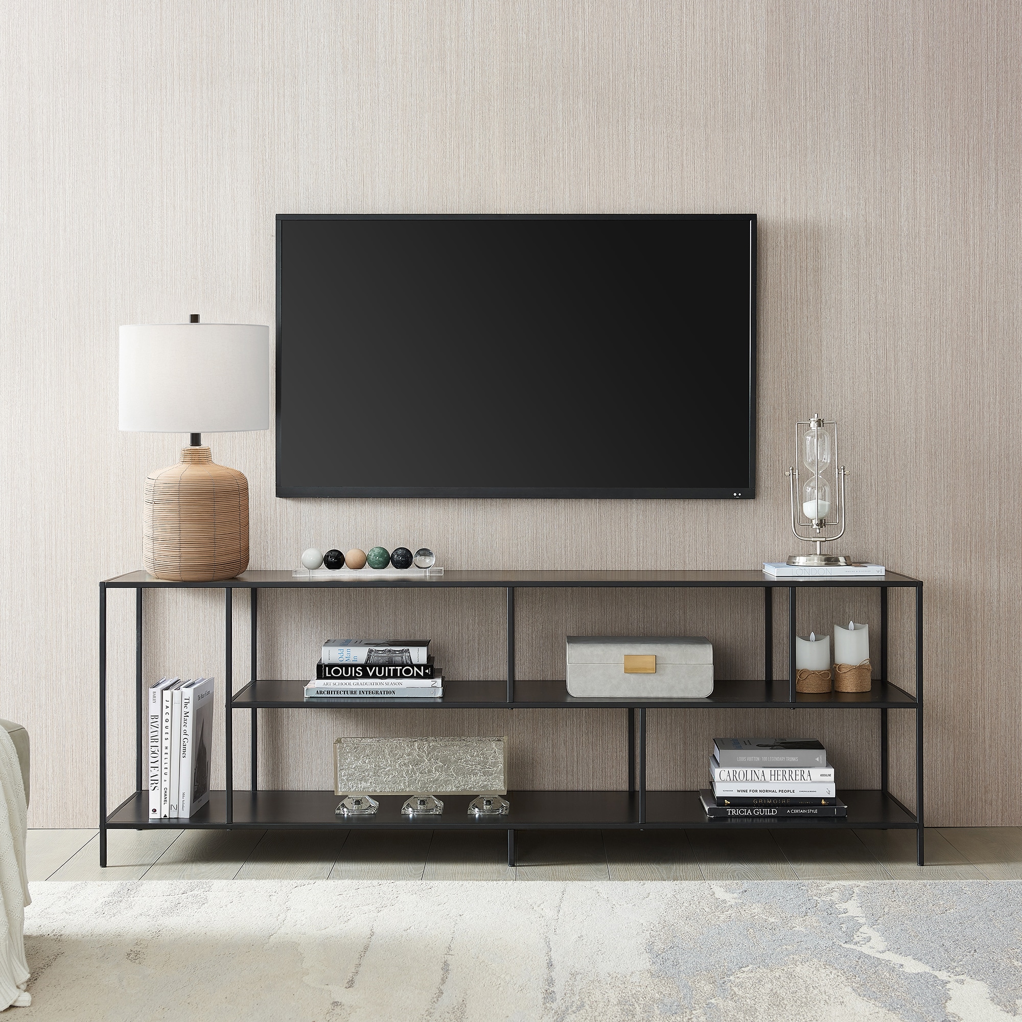 Winthrop 70" Blackened Bronze TV Stand with Metal Shelves