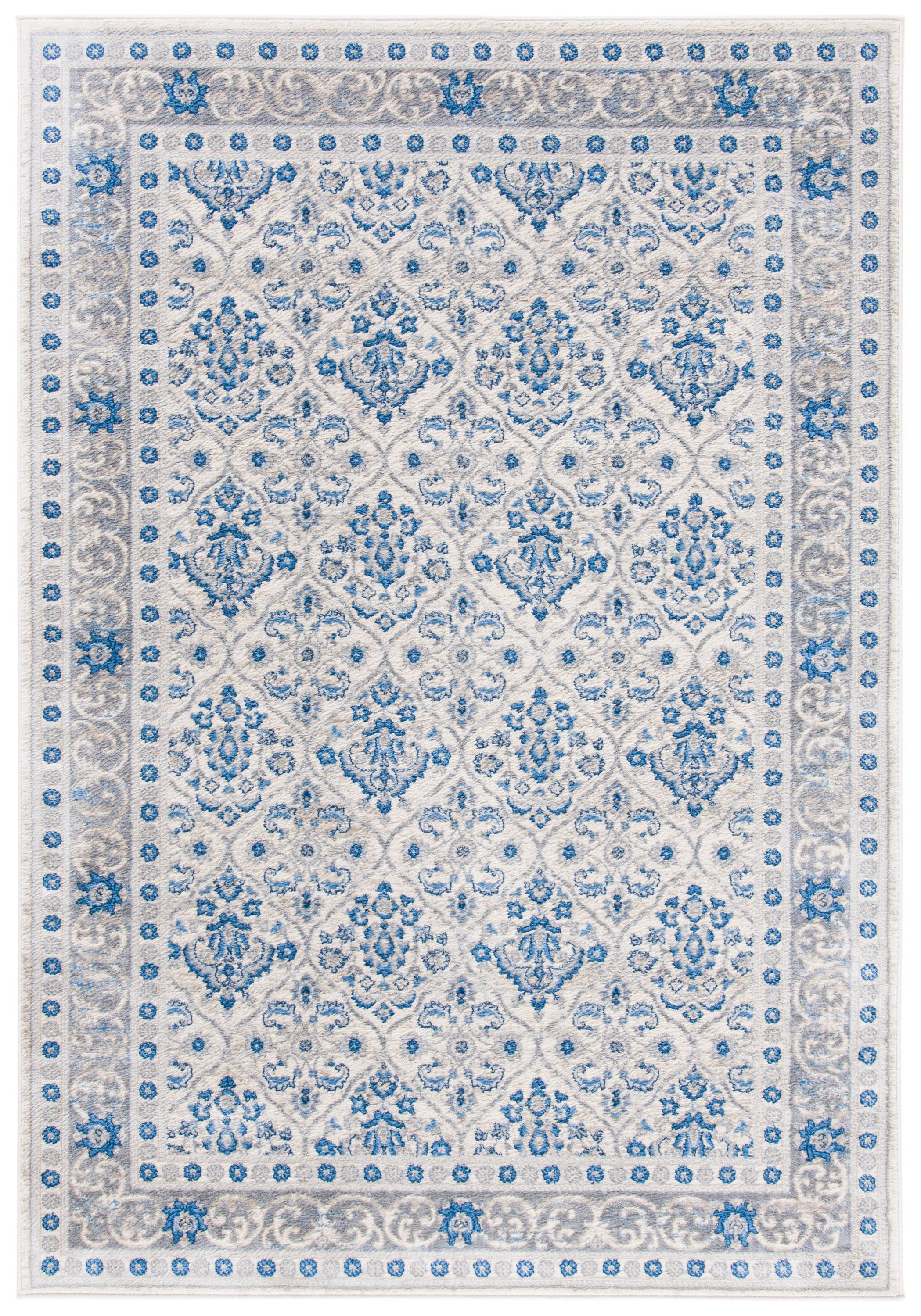 Safavieh BNT870A-6 Brentwood Darcia 6 x 9 (ft) Loomed Polypropylene Ivory/Blue Rectangular Indoor Distressed/Overdyed Vintage Area rug