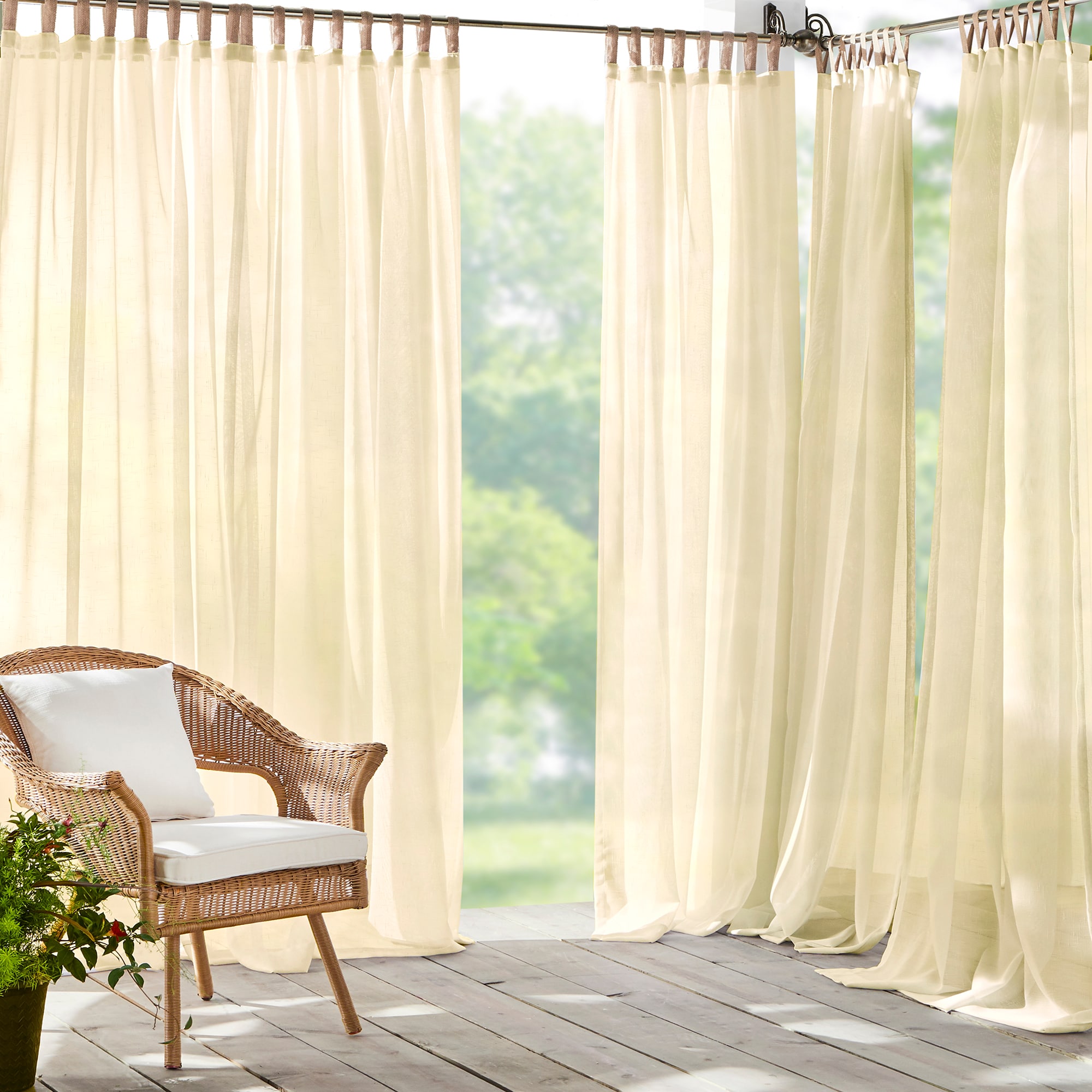 Natural Sheer Polyester Tab Top Curtain Panel