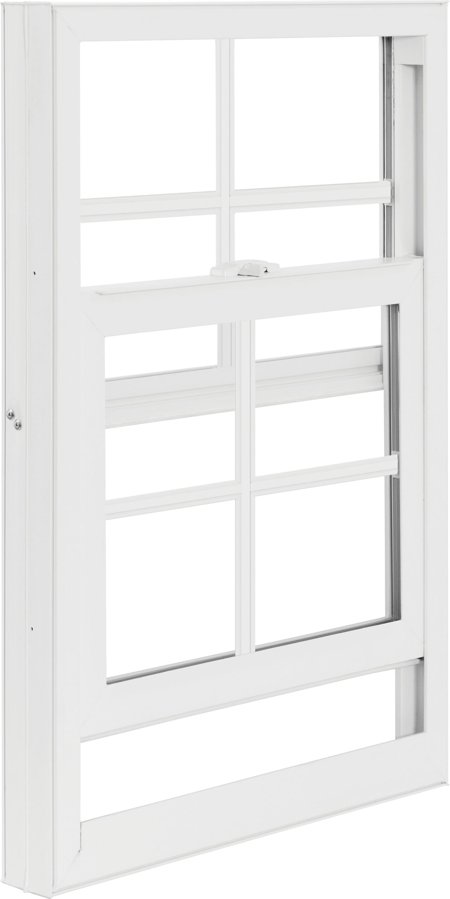 RELIABILT 7198012264403050SH 3050 Series 31-1/2-in x 53-3/4-in White Exterior Vinyl Replacement Single Hung Window Low-E argon Double Pane Glass with Grids, (Half Screen Included)