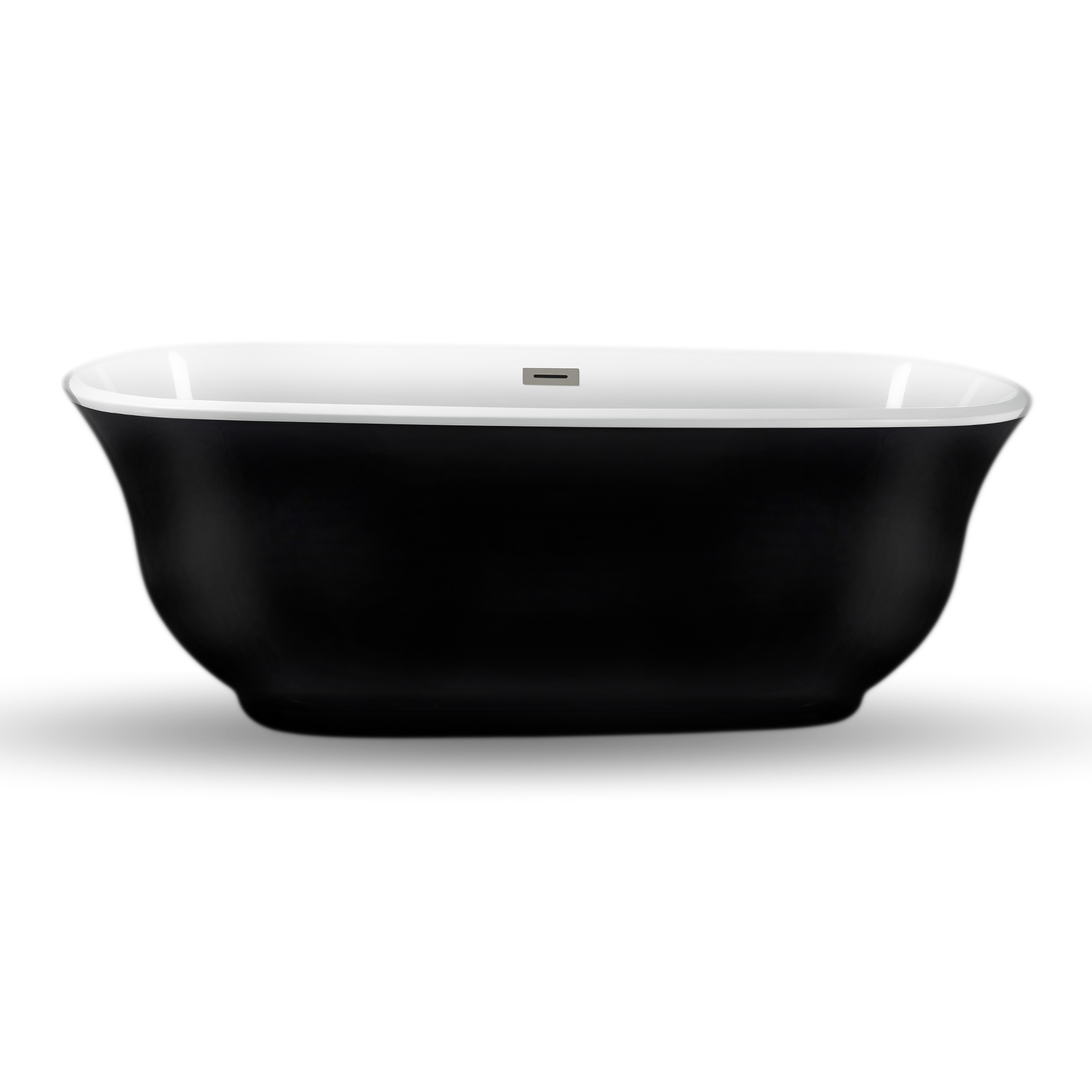 Streamline NPT9663BNK 30.7-in x 66.9-in Glossy Black Acrylic Oval Freestanding Soaking bathtub with Drain ( Center Drain )