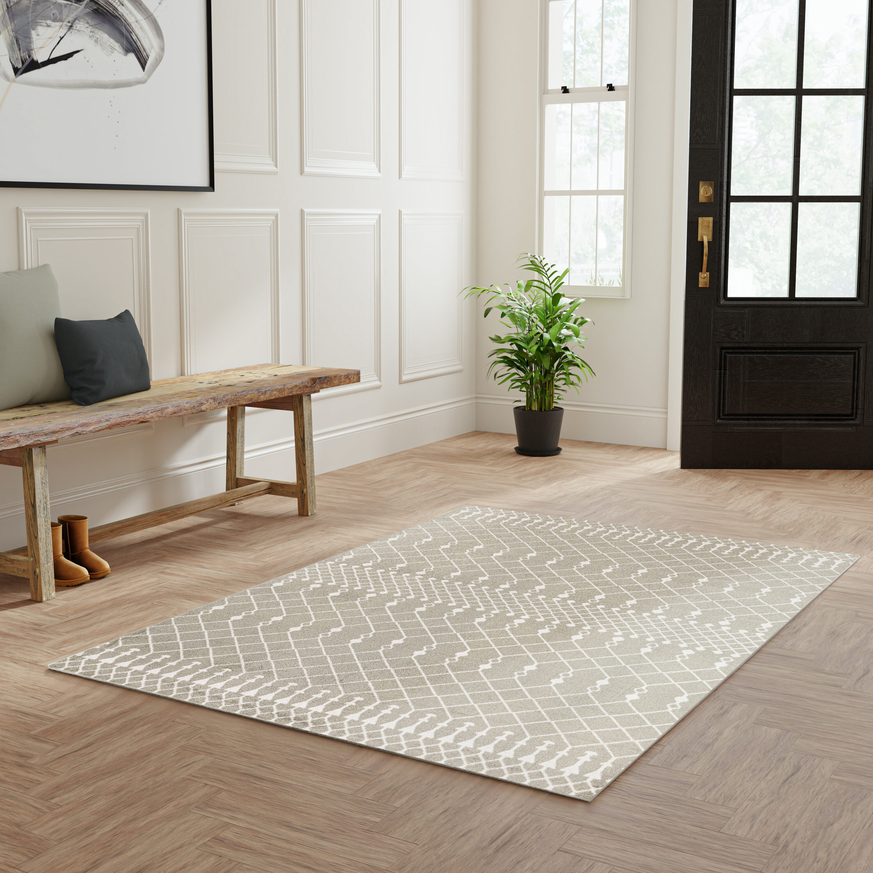 Nourison Home 099446988706 Astra Machine Washable 4 x 6 (ft) Loomed Polyester Sage Rectangular Indoor Geometric Machine washable Area rug