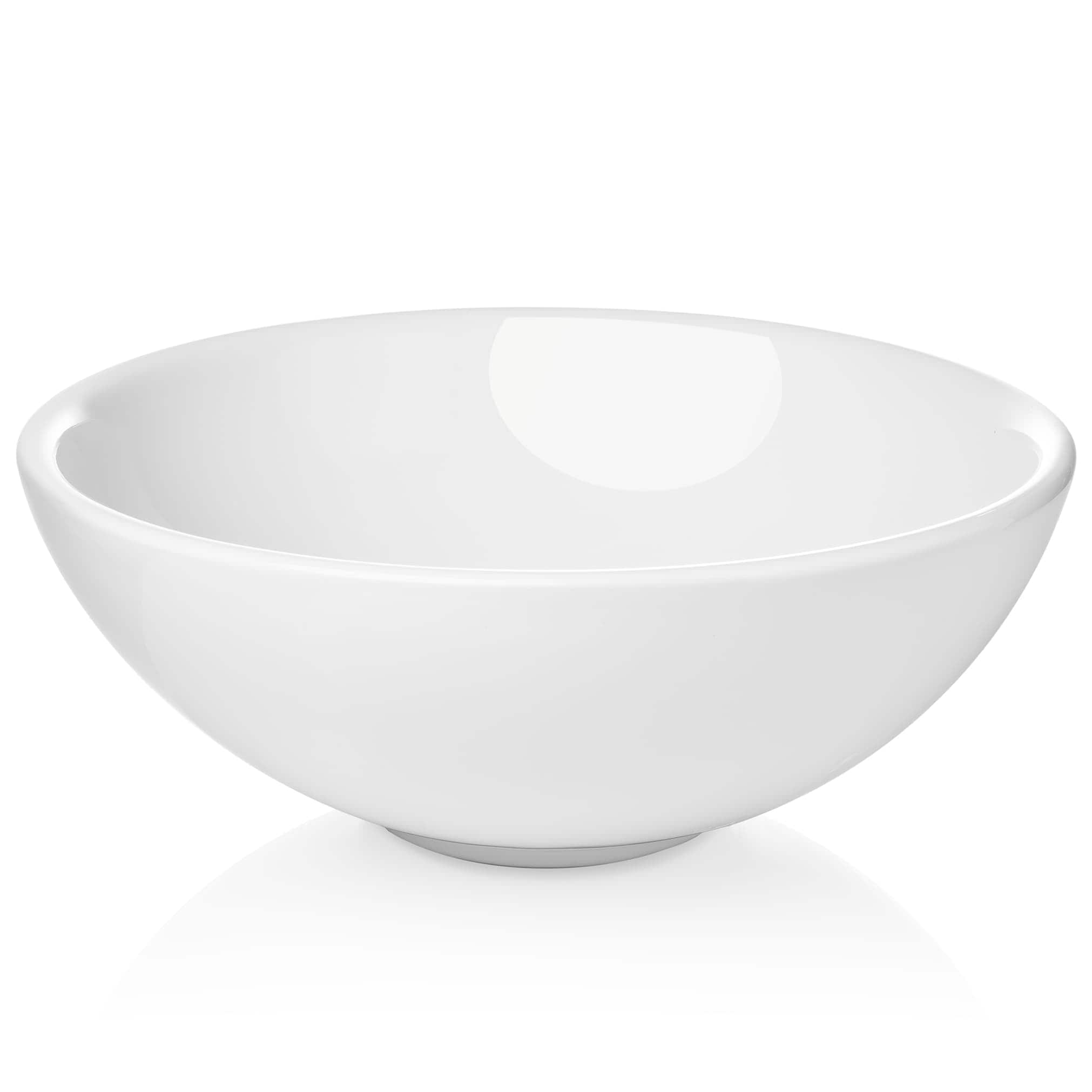 Miligoré VESSEL-SK83 16-in Round White Ceramic Vessel Sink - Modern Above Counter