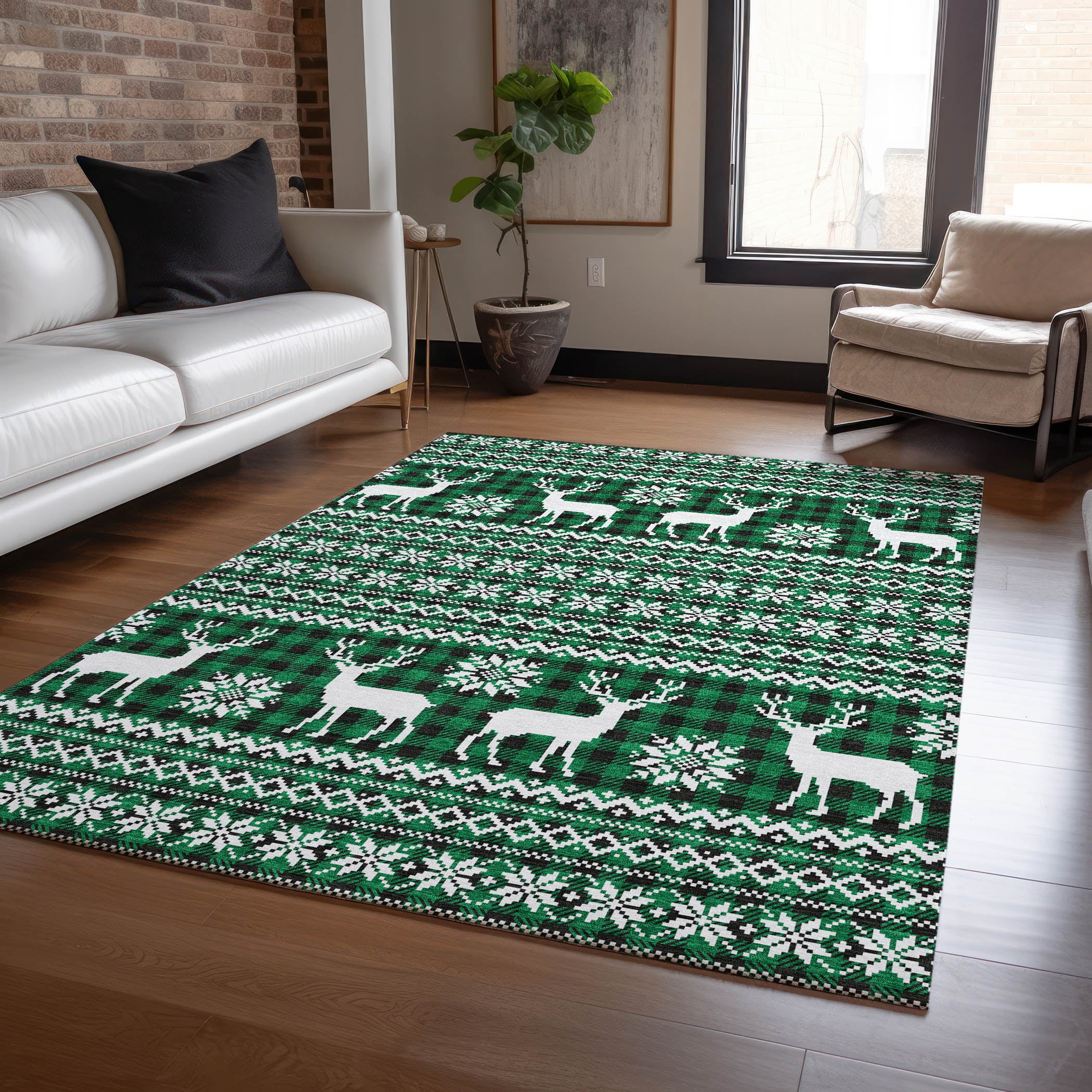 Addison Rugs ACN1820GE9X12 Chantille ACN1820GE 9 x 12 (ft) Loomed Polyester Green Rectangular Indoor/Outdoor Machine washable Area rug
