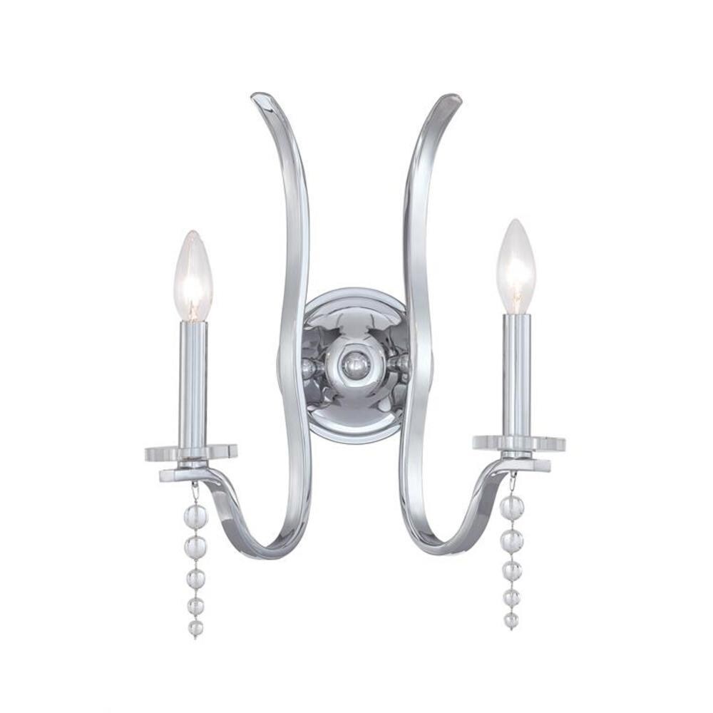 Crystorama 1582-CH Flow 14-in W 2-Light Polished Chrome Transitional Wall Sconce