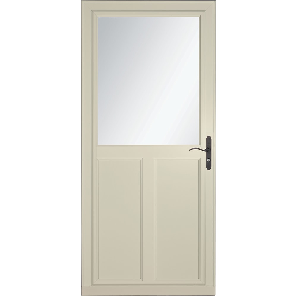 Tradewinds Selection 36-in x 81-in Almond High-view Retractable Screen Aluminum Storm Door with Aged Bronze Handle in Off-White | - LARSON 1460808257