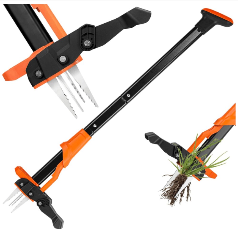 Rbied GDT-2 Stand Up Weed Puller Tool with 4 Claws 39 Inch Long Handle Heavy Duty Weeder