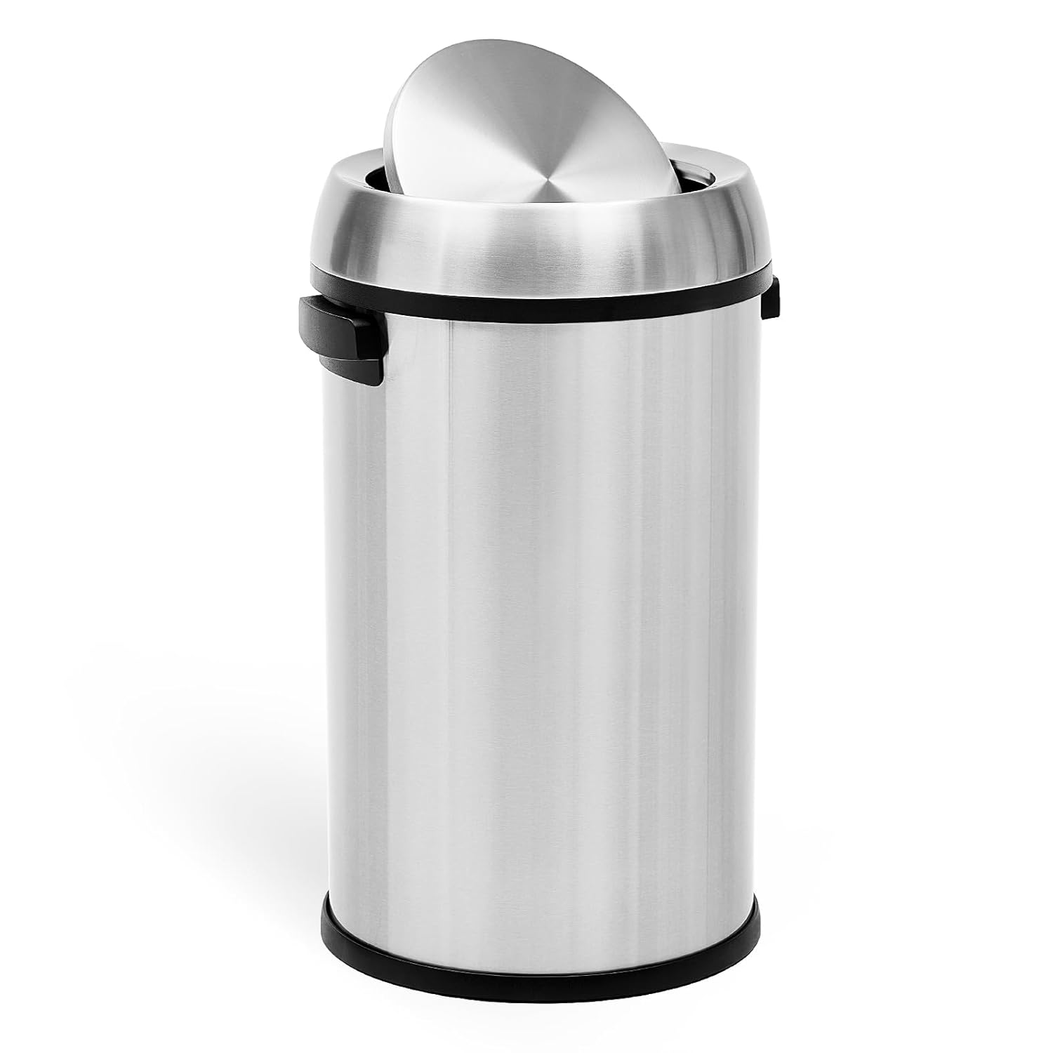 WhizMax JXNAG-PIS-00Y6ZCE8 17Gal Trash Can with Swing Top Commercial Grade Heavy Duty Brushed Stainless Steel Outdoor Trash Can Large Kitchen Trash Can Round