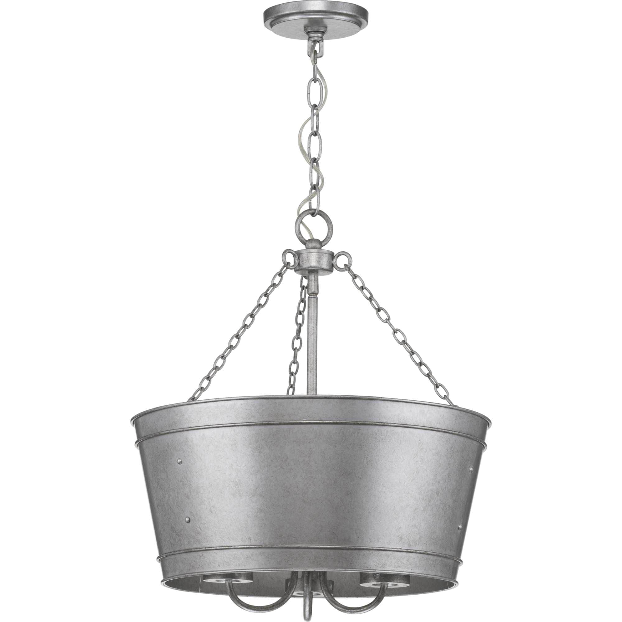 Galvanized Steel and Glass Farmhouse Outdoor Pendant Light