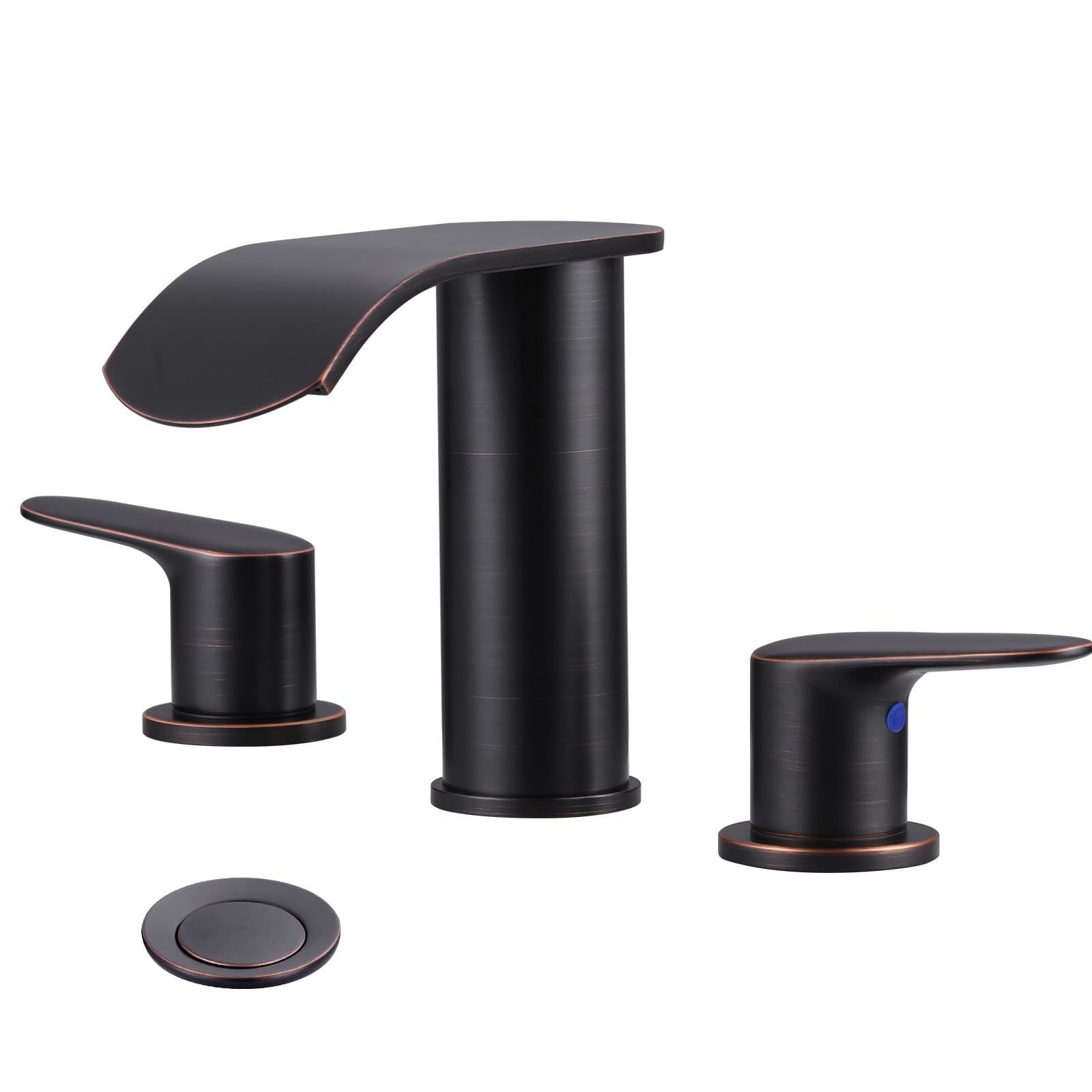 WOWOW 2324700RB Oil Rubbed Bronze Widespread 2-handle Waterfall Commercial/Residential Handle Bathroom Sink Faucet with Drain