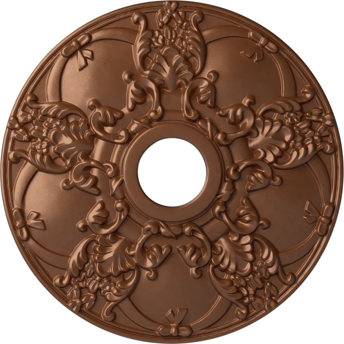 Ekena Millwork CM18NOPOS Norwich 18-in W x 18-in L Painted Polished Copper Polyurethane Whole Ceiling Medallion