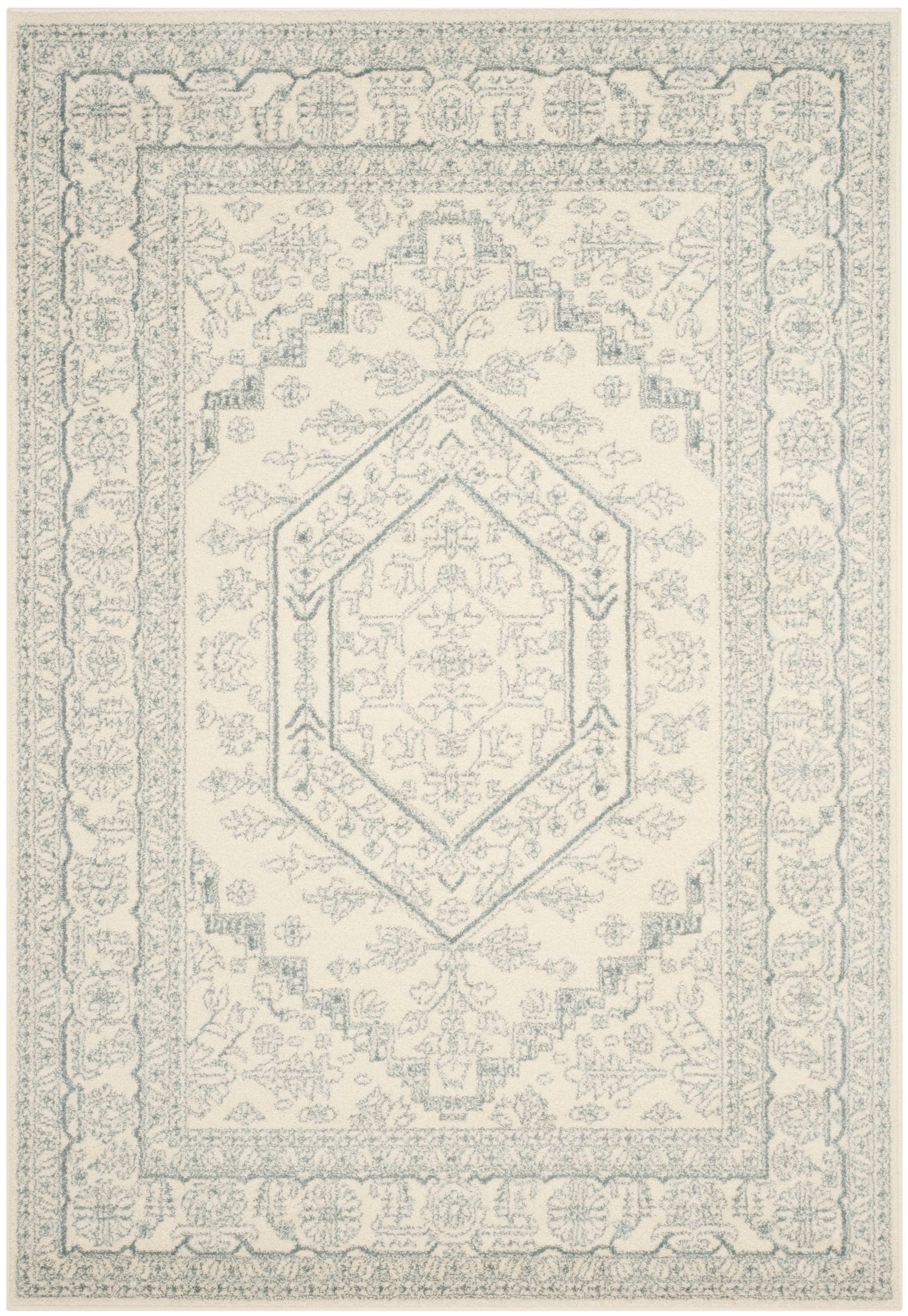 Safavieh ADR108S-6 Adirondack Herati 6 x 9 (ft) Loomed Polypropylene Ivory/Slate Rectangular Indoor Distressed/Overdyed Lodge Area rug