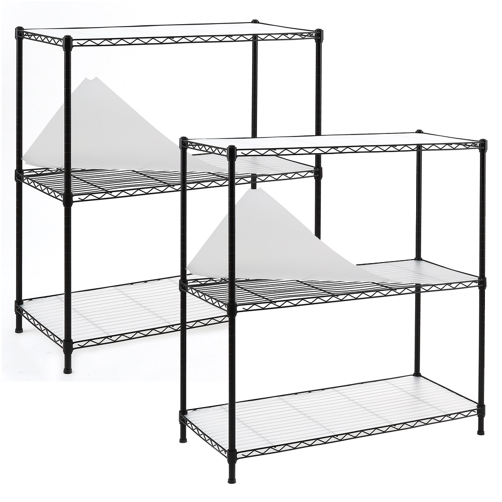 Home Basics Wire Heavy Duty 3-Tier Utility Shelving Unit (21-in W x  13.75-in D x 32-in H), Black in the Freestanding Shelving Units department  at