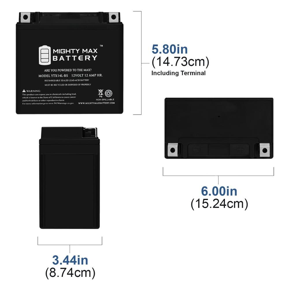 Mighty Max Battery YTX14L-BS Power-Equipment-Batteries - View #4
