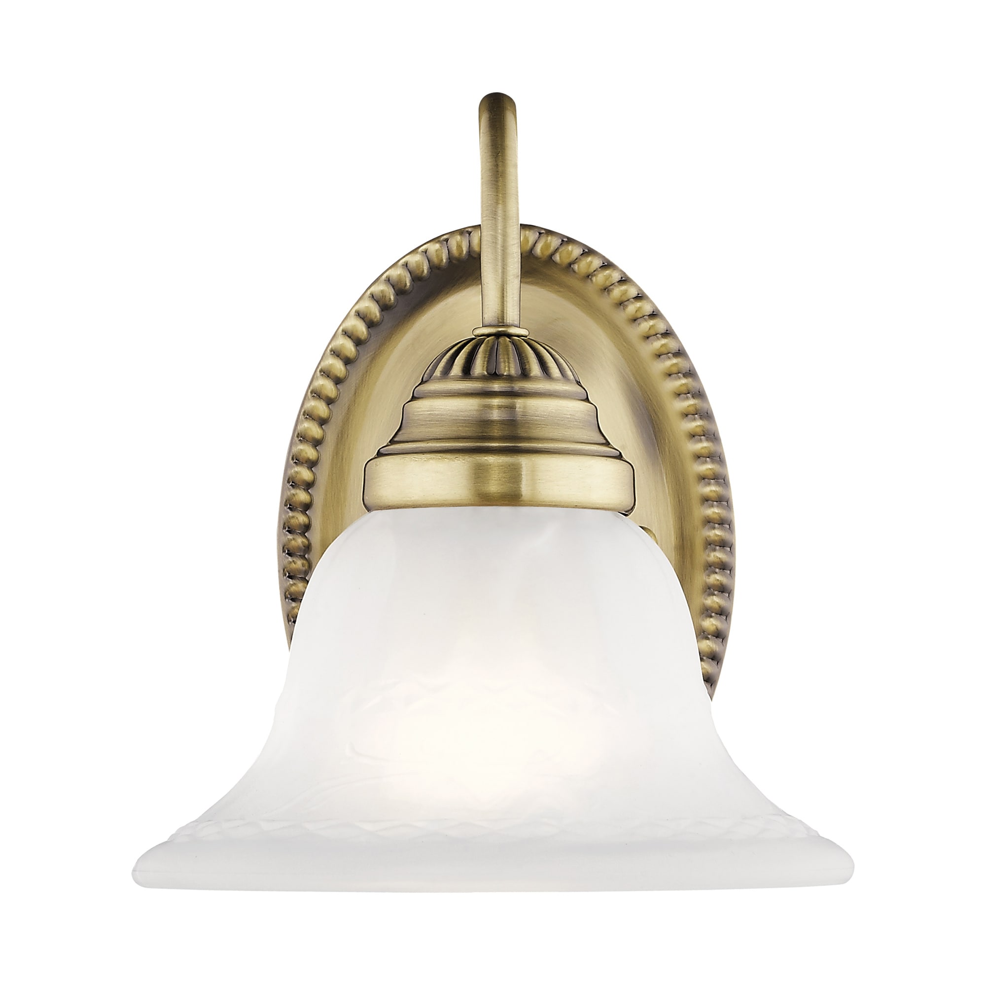 Edgemont Antique Brass 1-Light Vanity with White Alabaster Glass