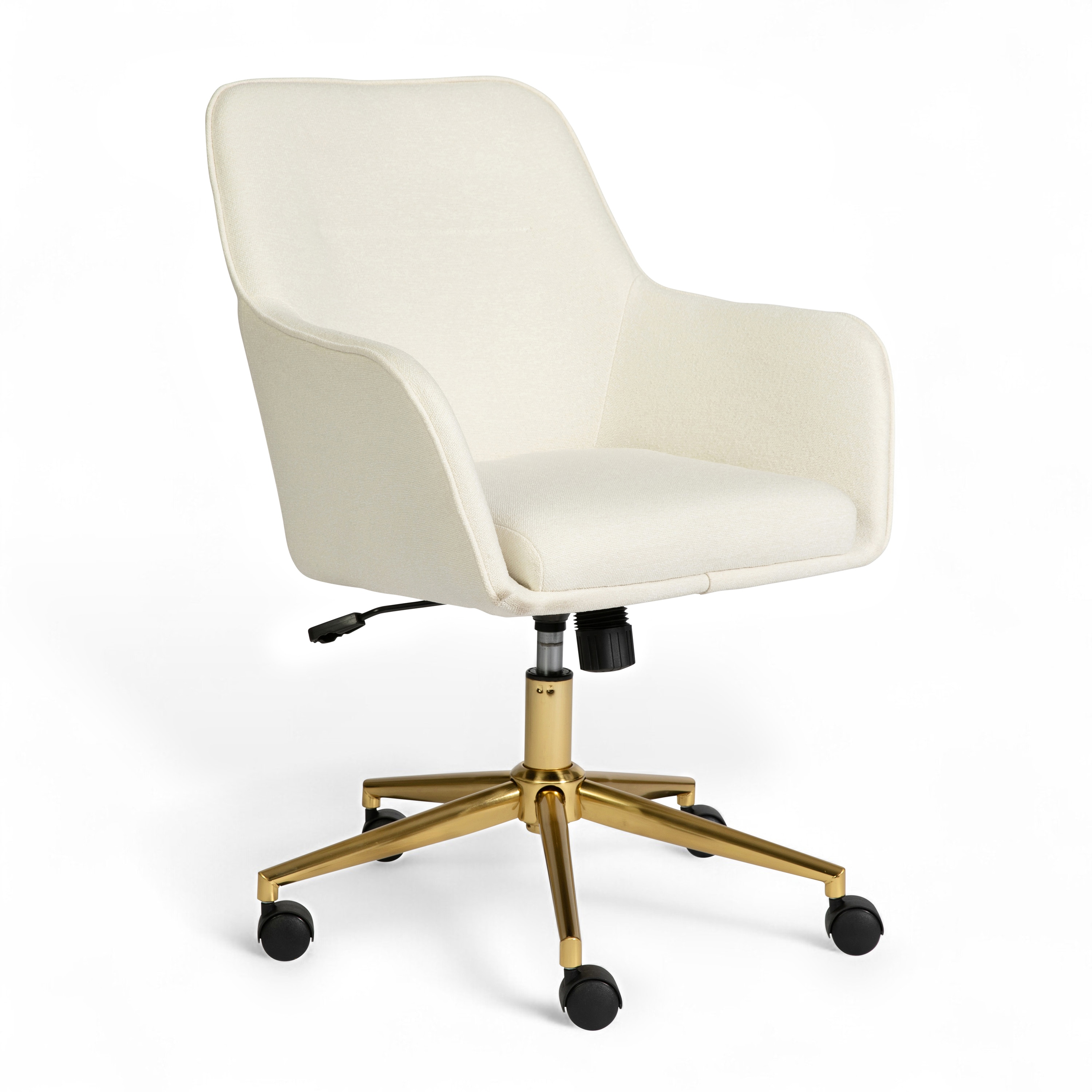 Martha Stewart 196861189166 Rayna Upholstered Office Chair in Off White/Polished Brass