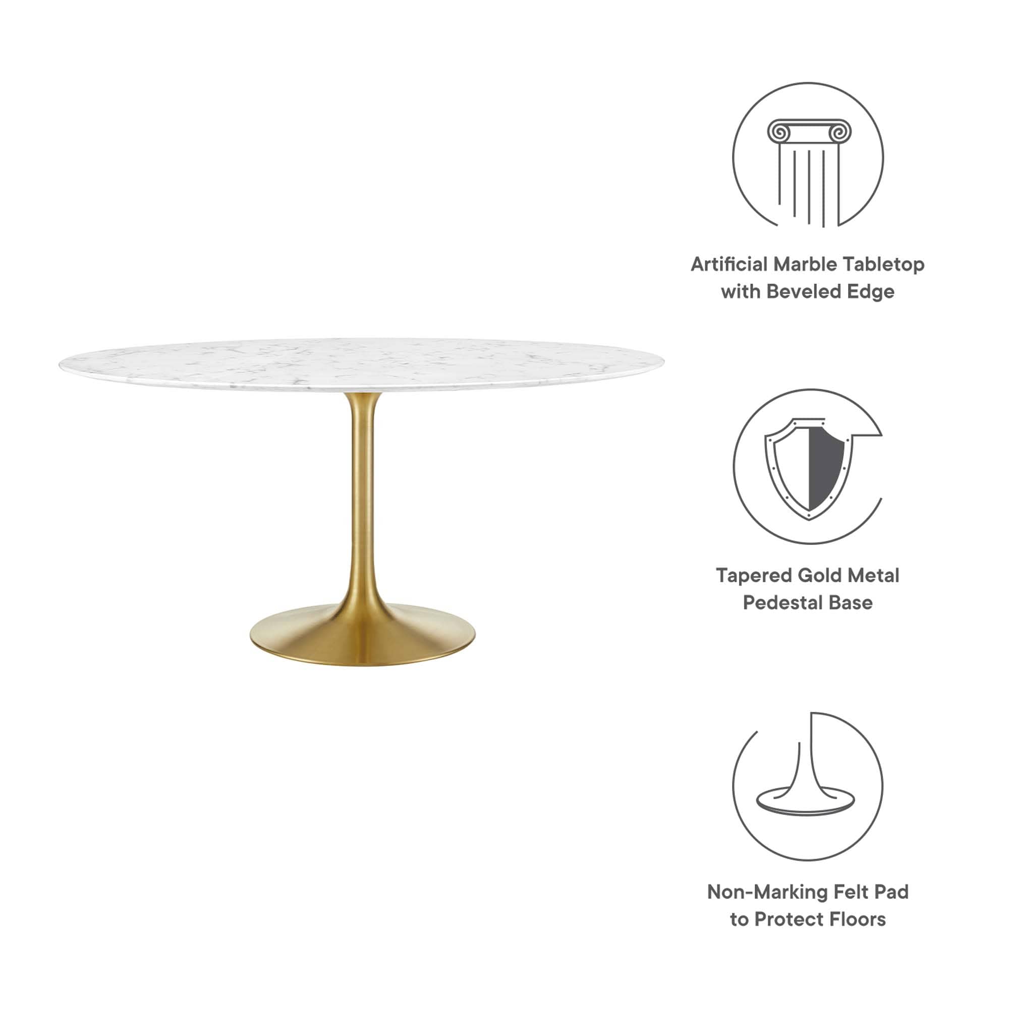 Modway EEI-3234-GLD-WHI Dining-Tables - View #2