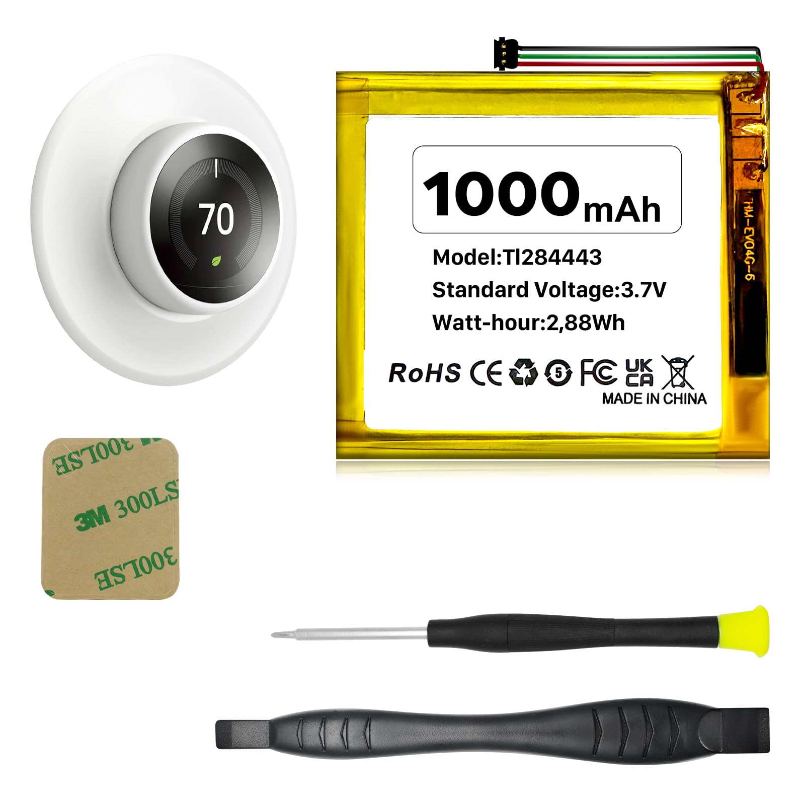 Afoxsos  TL284443 power cell for Nest Learning Thermostat 2nd and 3rd Generation and Nest Thermostat E Models T3007ES T3008US A0013 T4000ES