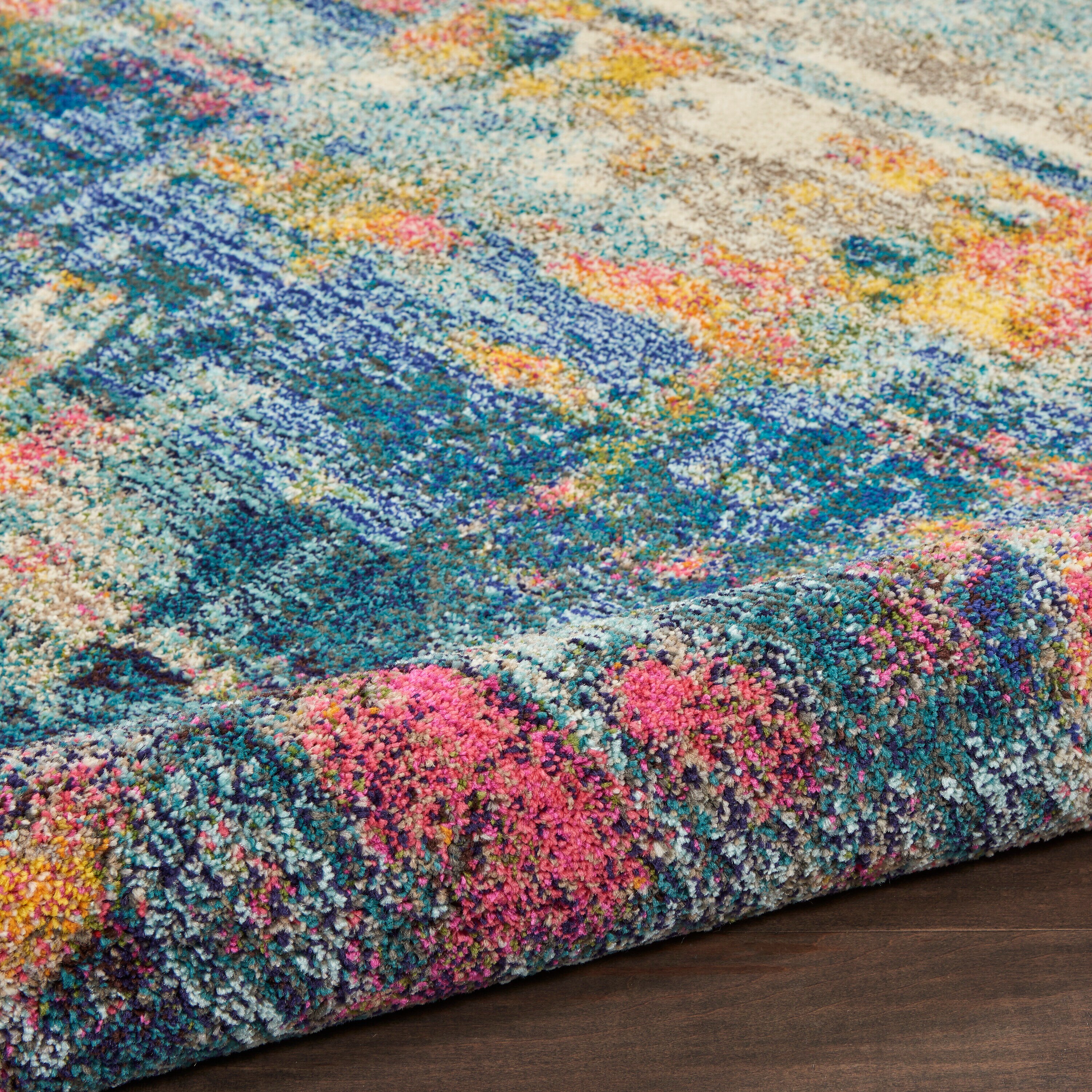 Blue Abstract Handmade Tufted Round Area Rug