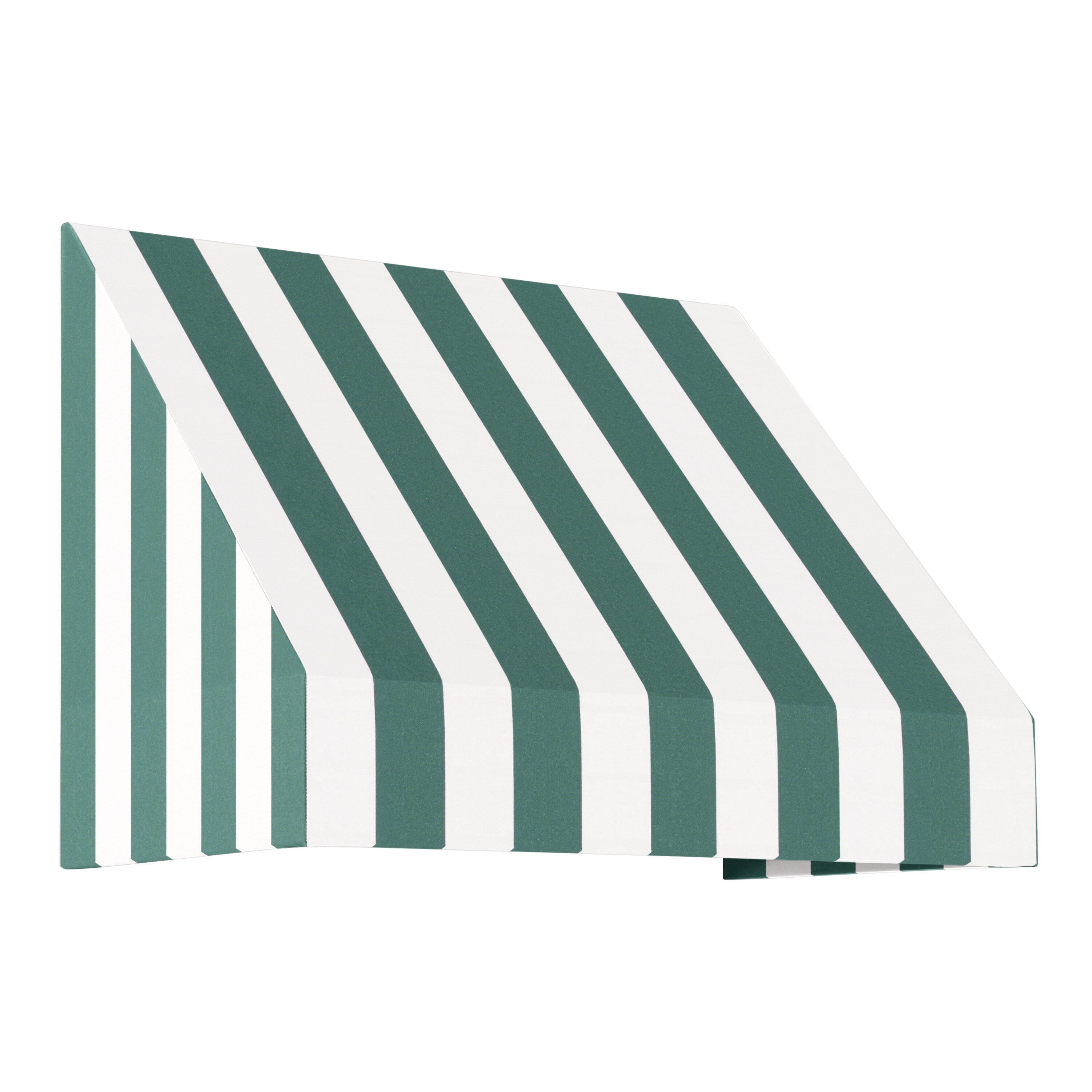 Awntech EN1030-L-3FW New Yorker 40.5-in Wide x 30-in Projection x 16-in Height Fabric Forest/White Stripe Striped Fixed Window/Door Awning
