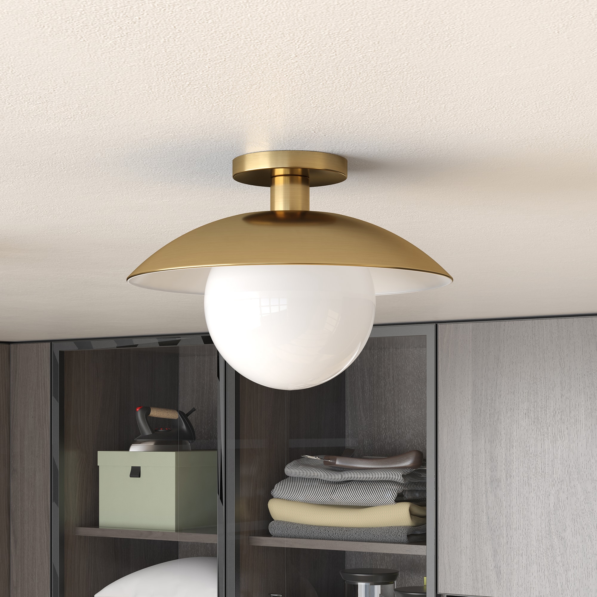 Hailey Home SF1955 Alvia 1 -Light 14.5-in Gold Semi Flush Mount Light