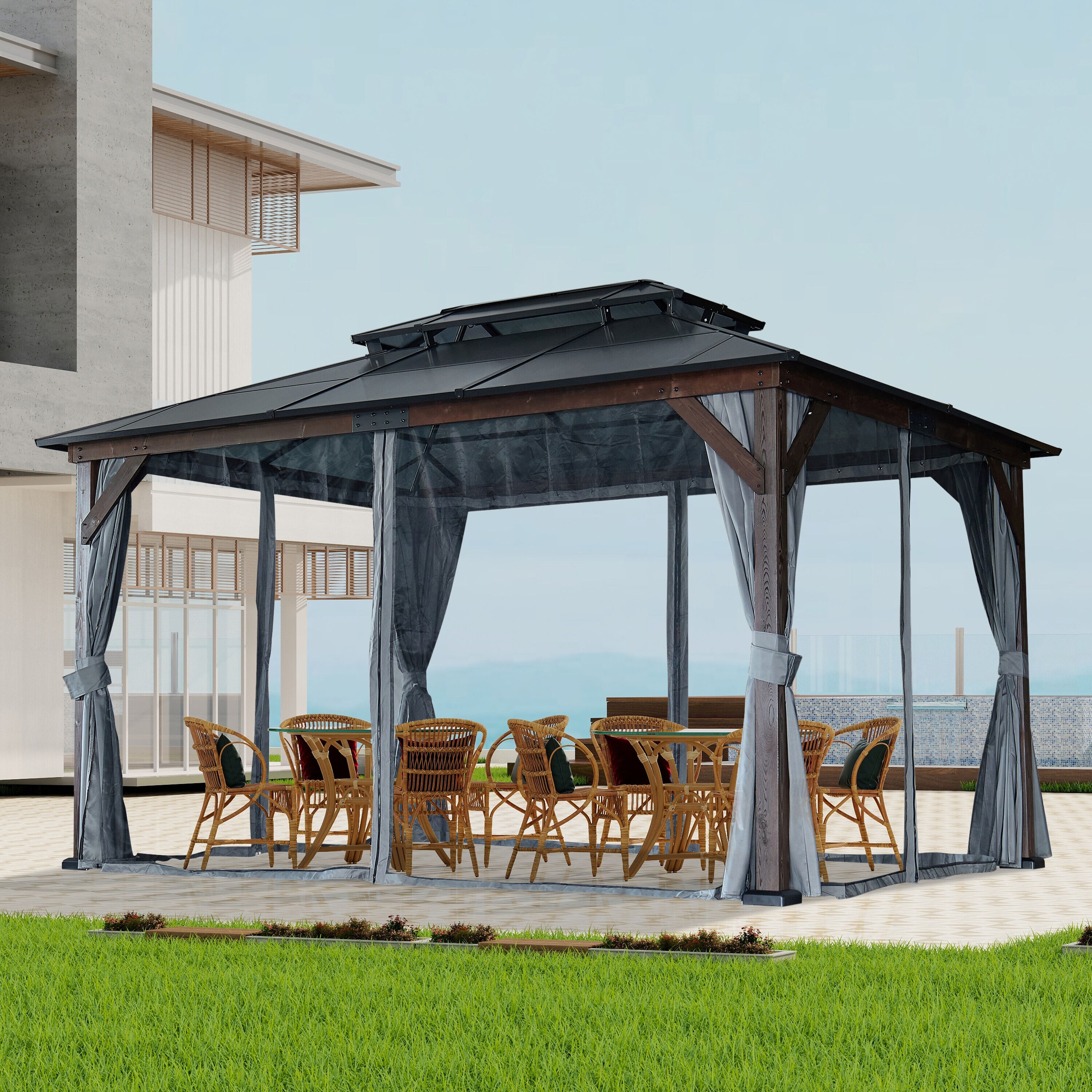JIMSMAISON BOGASCG09B-BRO Wood-Resin-Gazebos - View #2