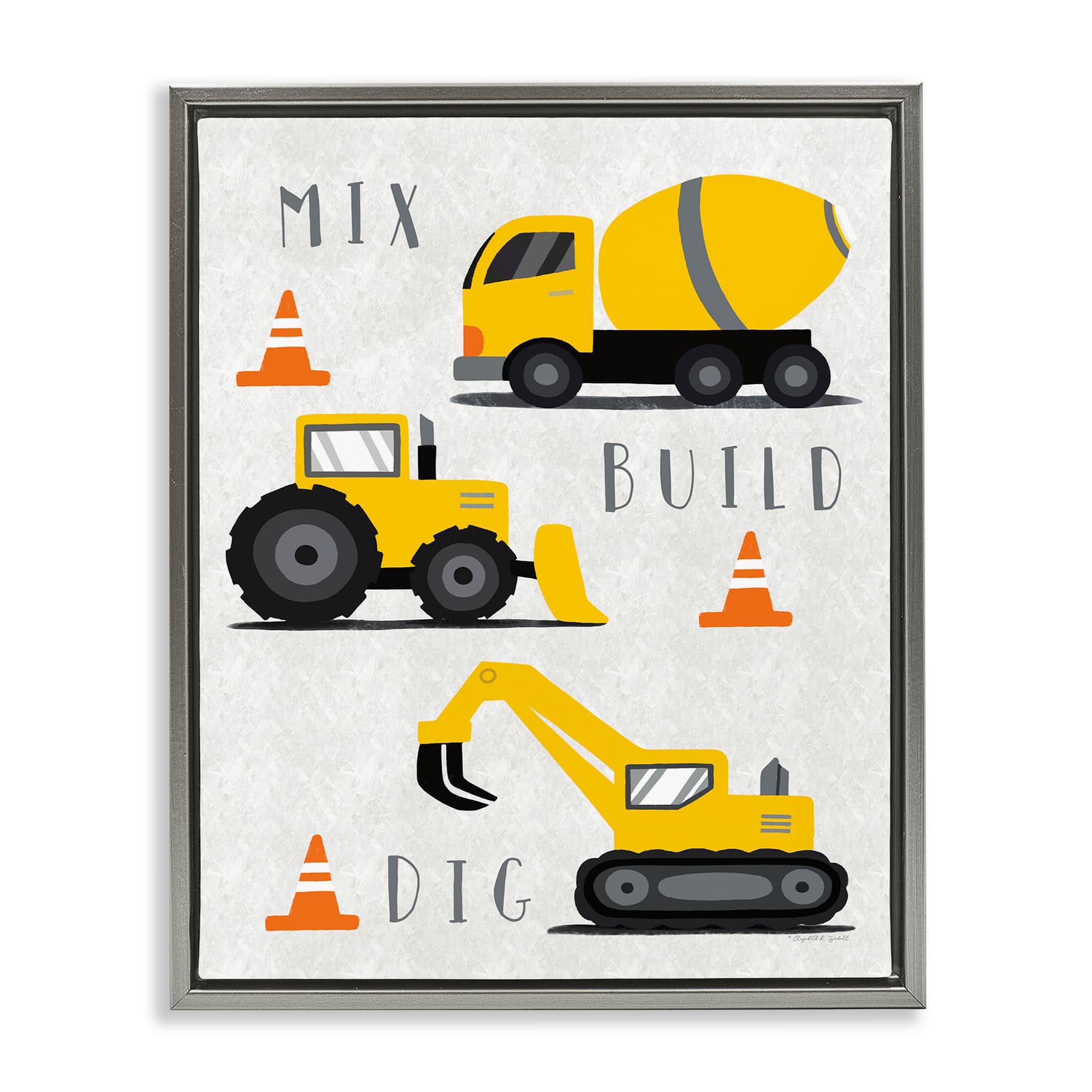 Stupell Industries BT-607-FFL-24X30 Mix Build Dig Trucks Floating Frame design by Elizabeth Tyndall