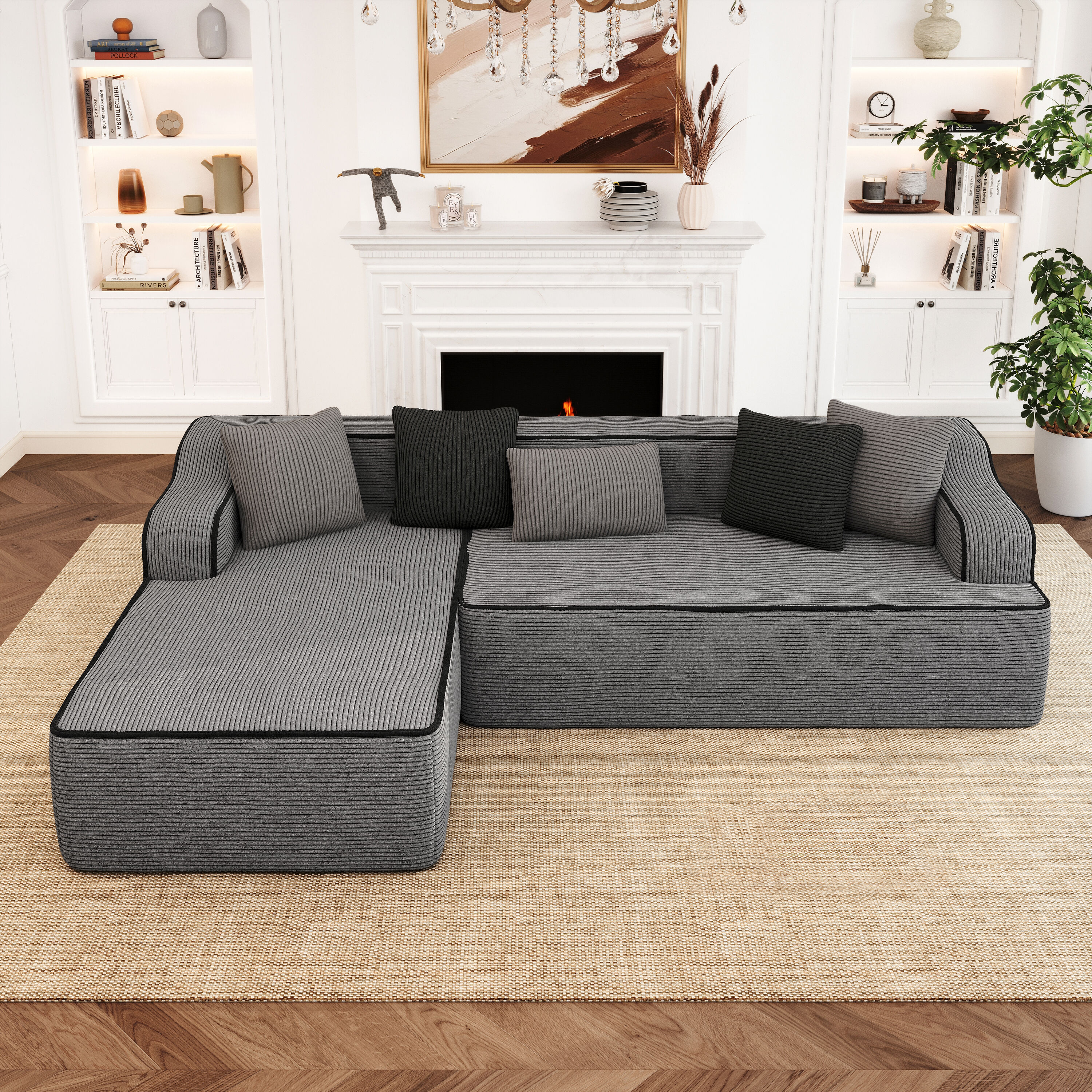 Sunshine Valley - 104.93-in W Modern Gray 4-seater Sectional