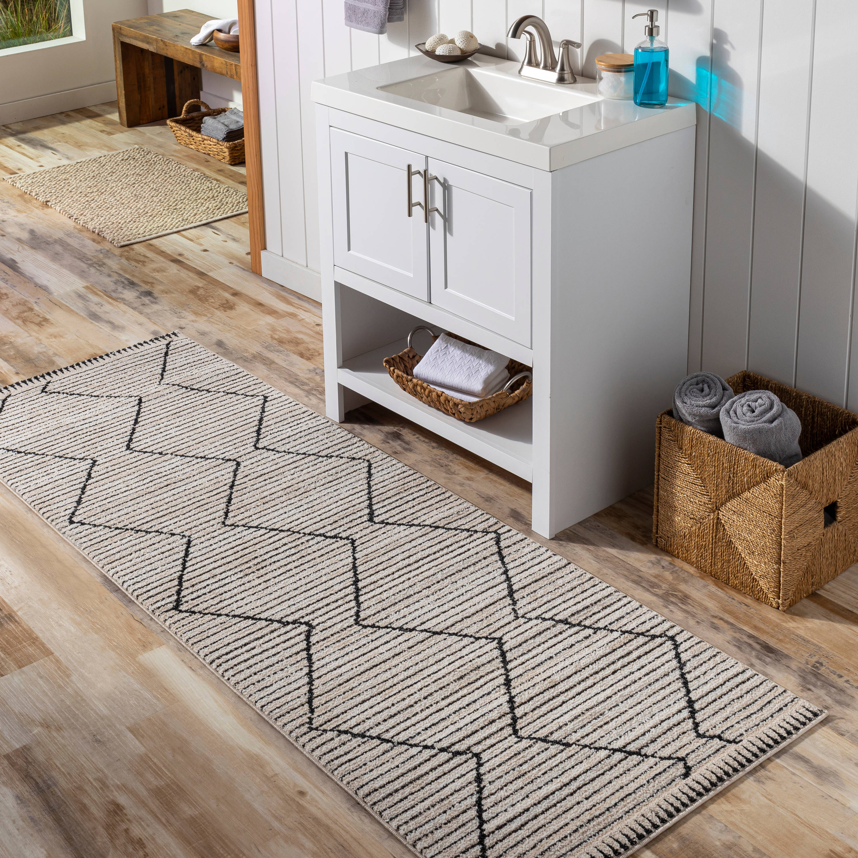 Surya CZY2302-2773 Cozy 3 X 8 (ft) Dark Gray Indoor Geometric Global Runner Rug