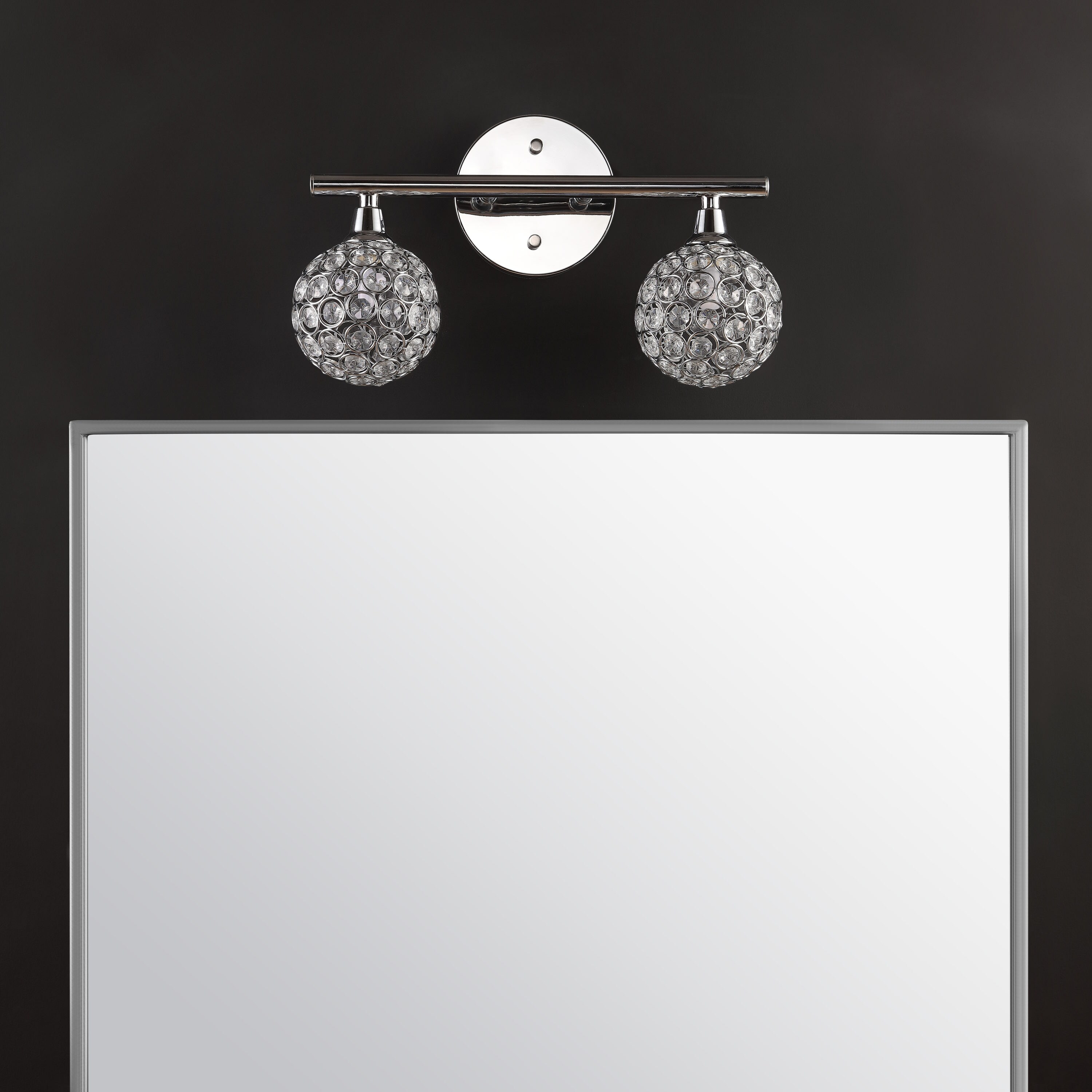 Maeve 13" Chrome 2-Light Iron and Glass Vanity Light