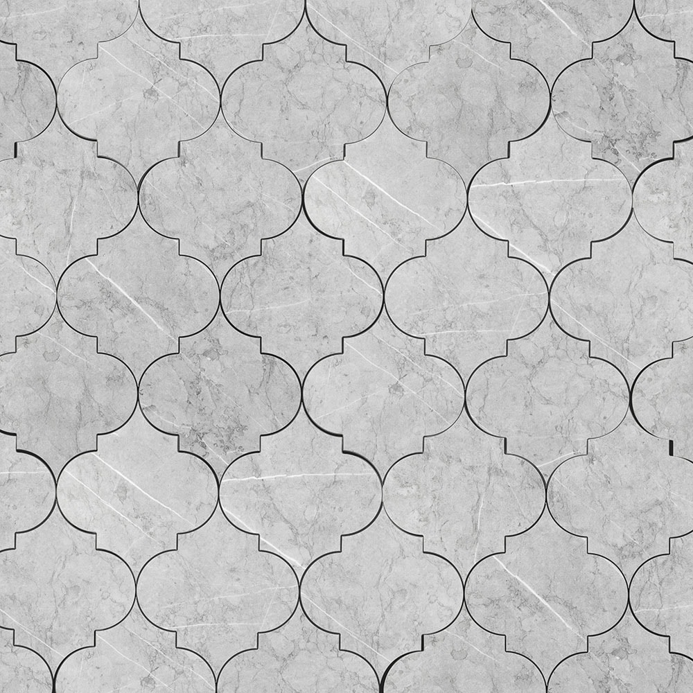 Peel&Stick Tile LW22081111 Peel and Stick Chantilly Gray 10-in x 12-in Matte PVC Patterned Arabesque Mosaic Wall Tile (0.839-sq. ft/ Piece)