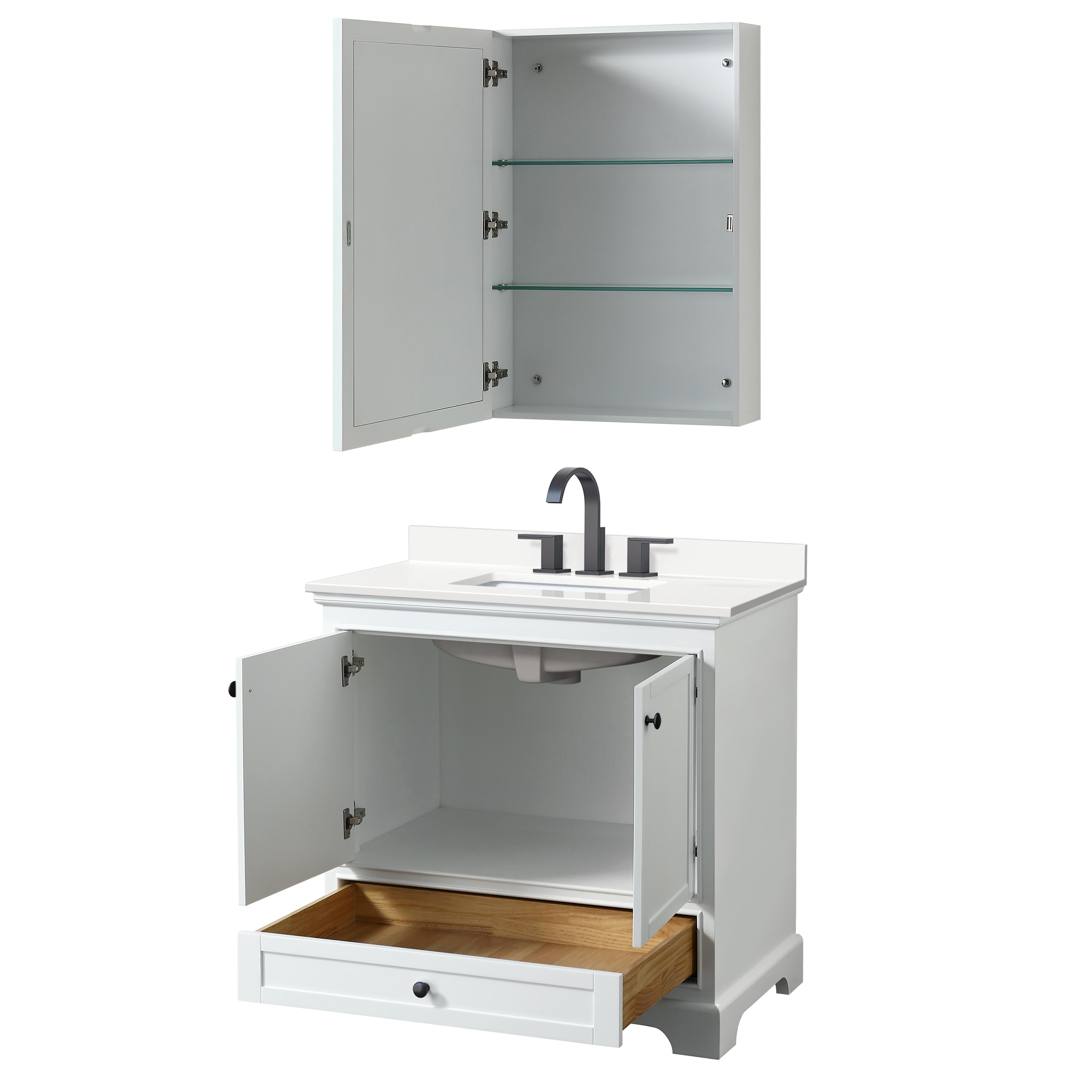 Wyndham Collection WCS202036SWBWQUS3MED Bath-Vanity-Combo - View #2