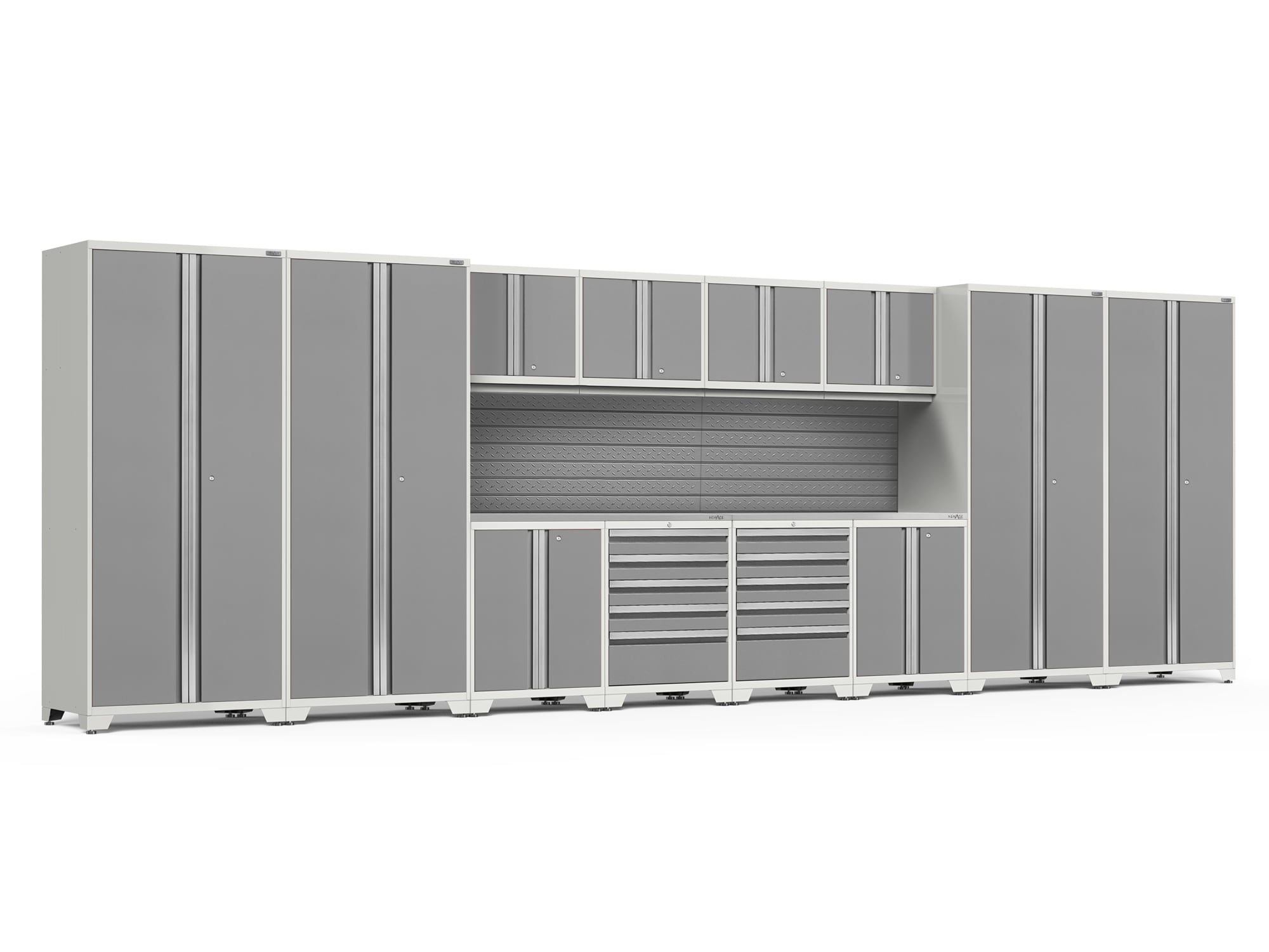 NewAge Products 58925 256.0-in W x 85.25-in H x 24.0-in D 12 -Cabinets Steel Platinum Garage Storage System