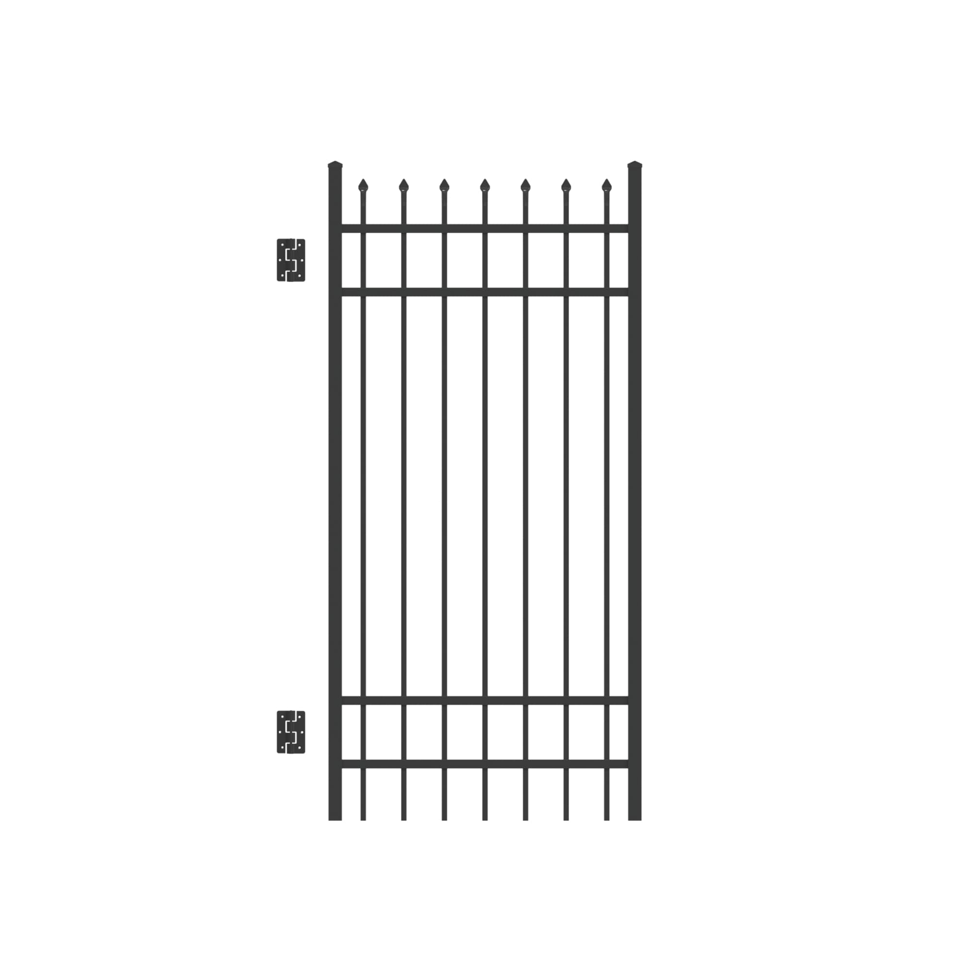 Freedom 73009376 Providence 6-ft H x 3-ft W Black Aluminum Decorative Walk-thru Spaced picket Fence gate