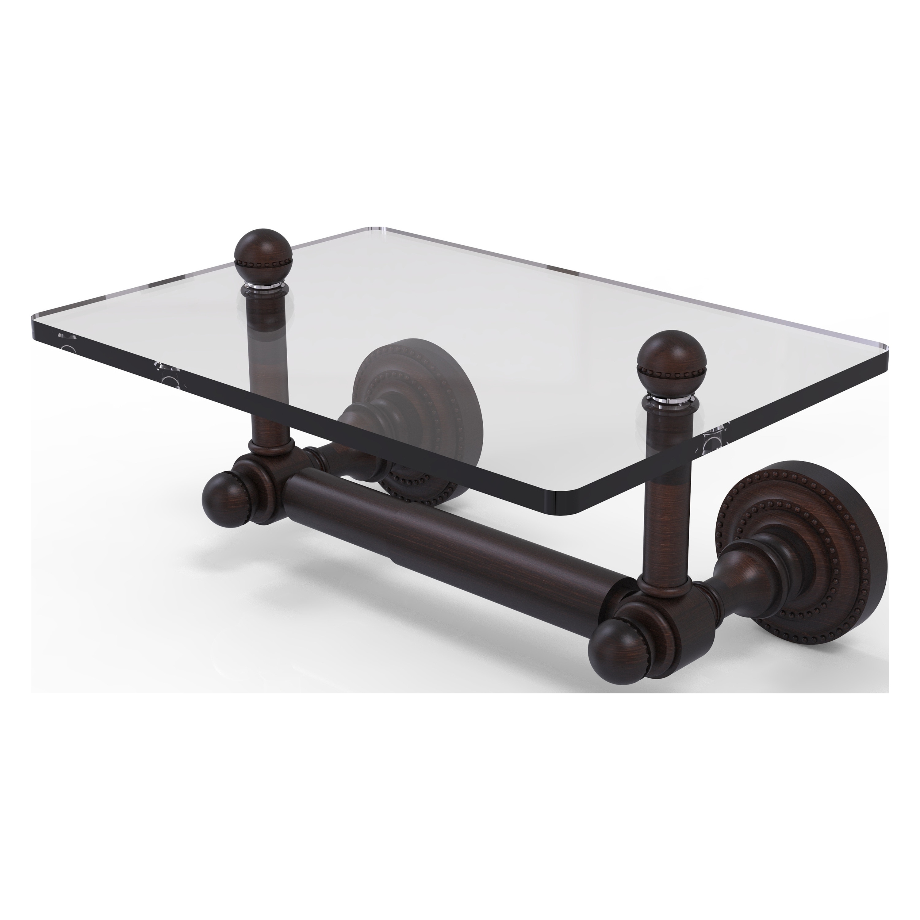 Allied Brass DT-GLT-24-VB Dottingham Venetian Bronze Wall mount Double post Toilet Paper Holder 1 -Rolls with Storage