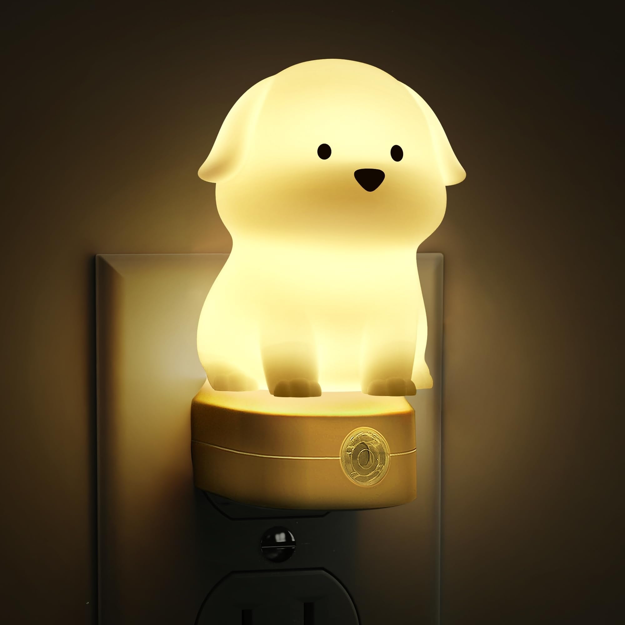 Vrbgify  3D Puppy Night Light Plug In for Kids Room RGB and Soft White 3000K with Dusk to Dawn Sensor Memory Function and 3 Lighting Modes