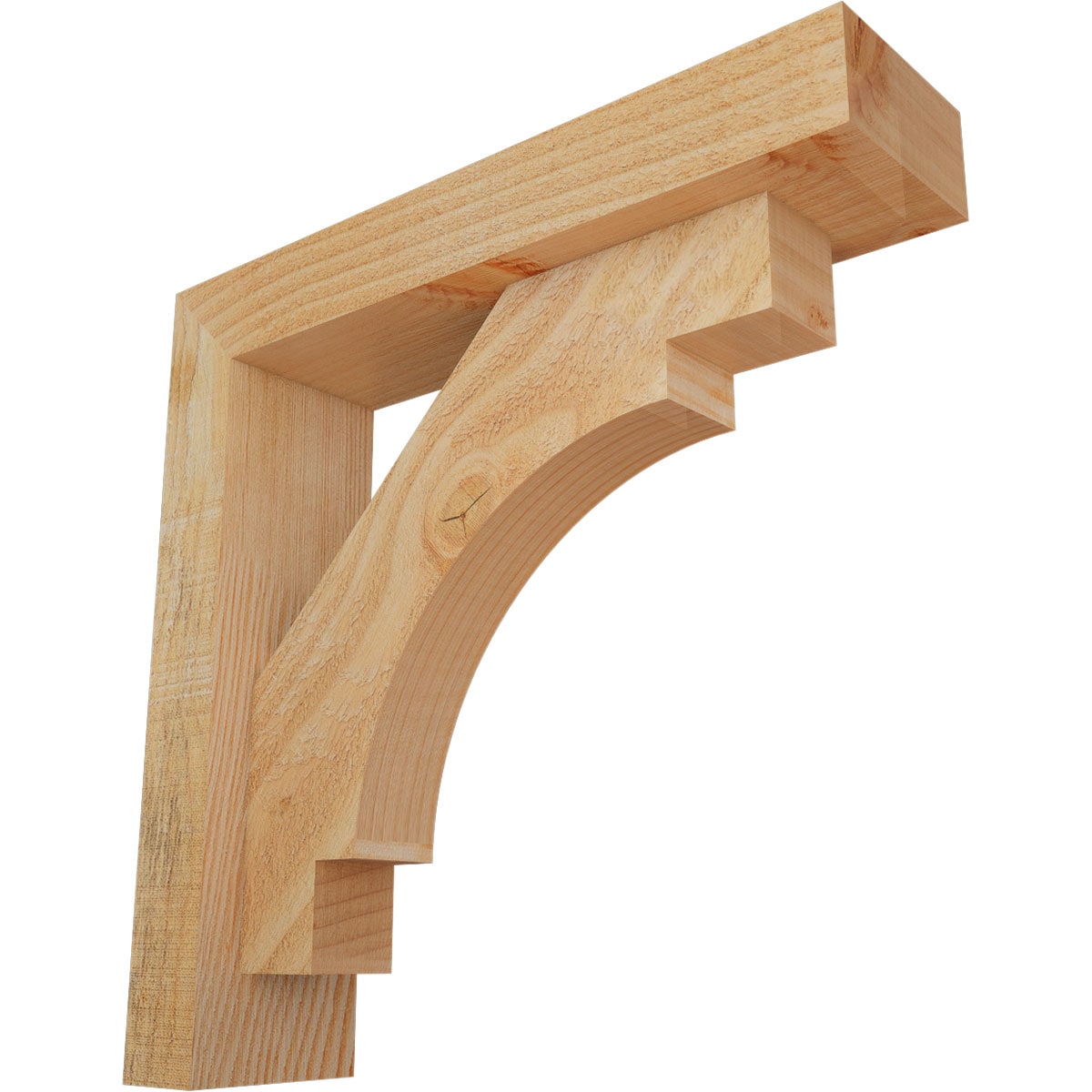 Ekena Millwork 1463208 Merced Block Rough Sawn Bracket with Offset Brace 4-in x 16-in x 16-in Douglas fir Brown Wood Standard bracket
