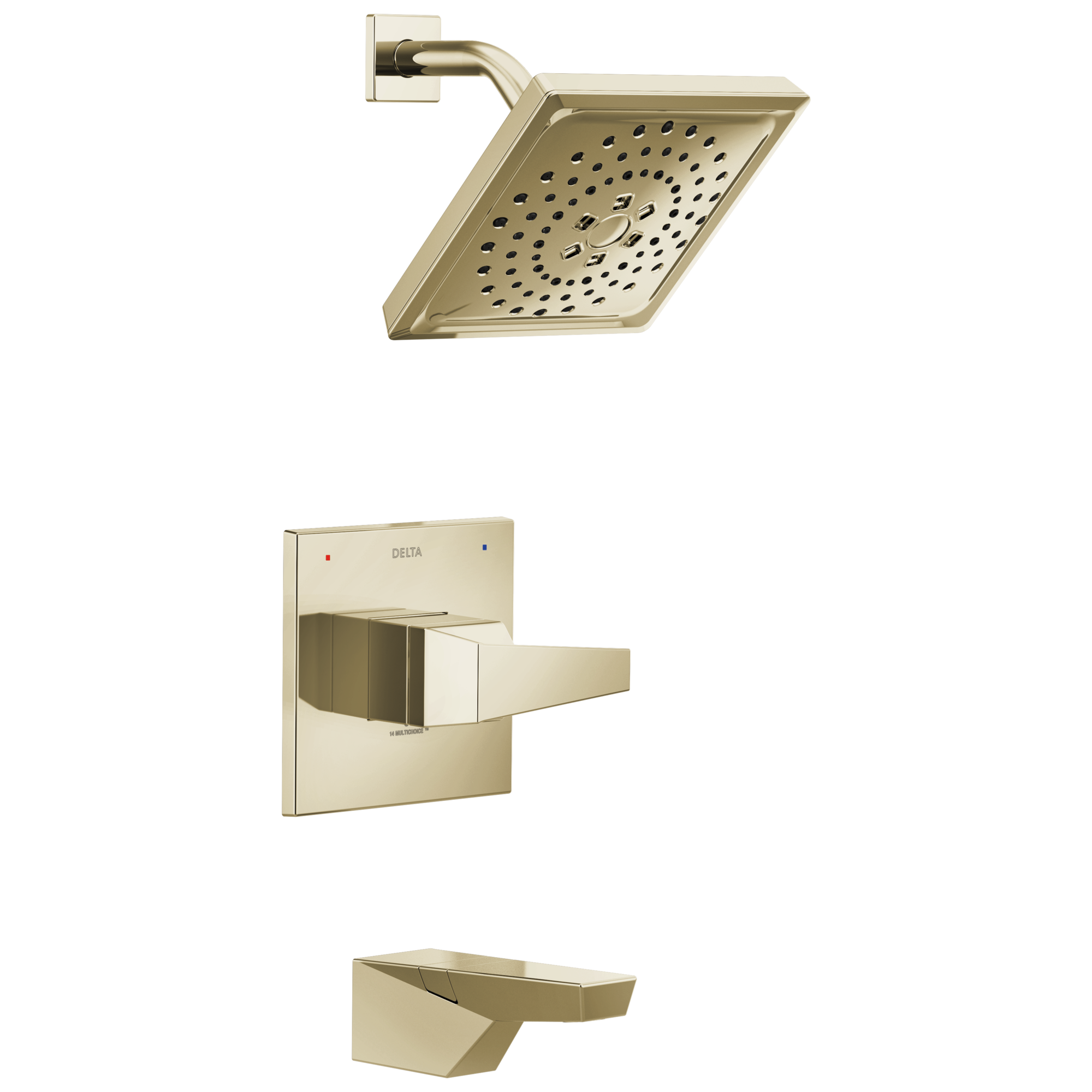 Delta T14443-PN-PR Trillian Lumicoat Polished Nickel 1-handle Multi-function Square Bathtub and Shower Faucet Valve Included