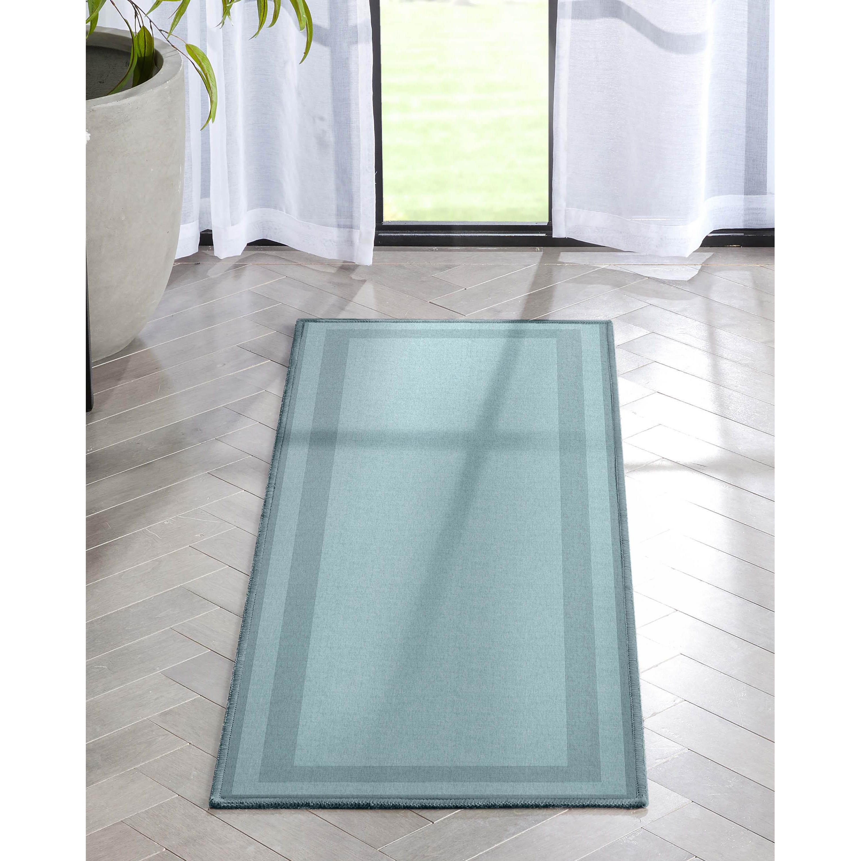 Well Woven W-PLB-02C-2S Border 2 x 5 (ft) Loomed Polyester Blue Rectangular Indoor Abstract Mid-Century Modern Runner rug