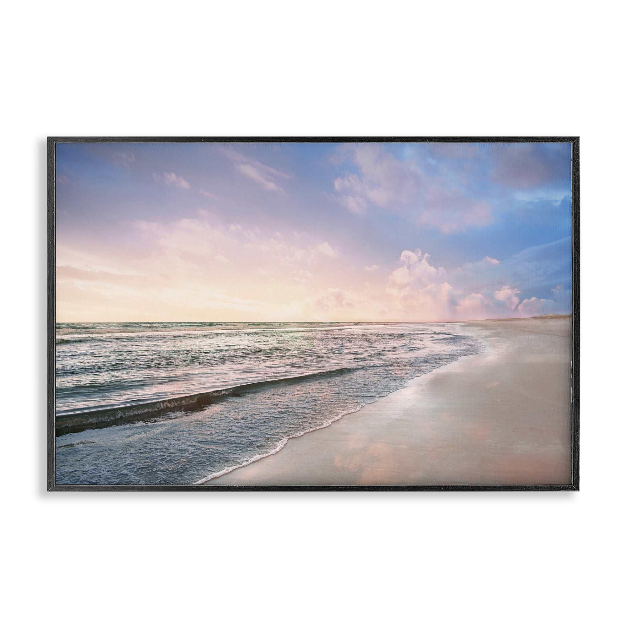 Stupell Industries BS-158-FR-16X24 Receding Beach Shore Black Framed Giclee Art By Natalie Carpentieri 24 x 16