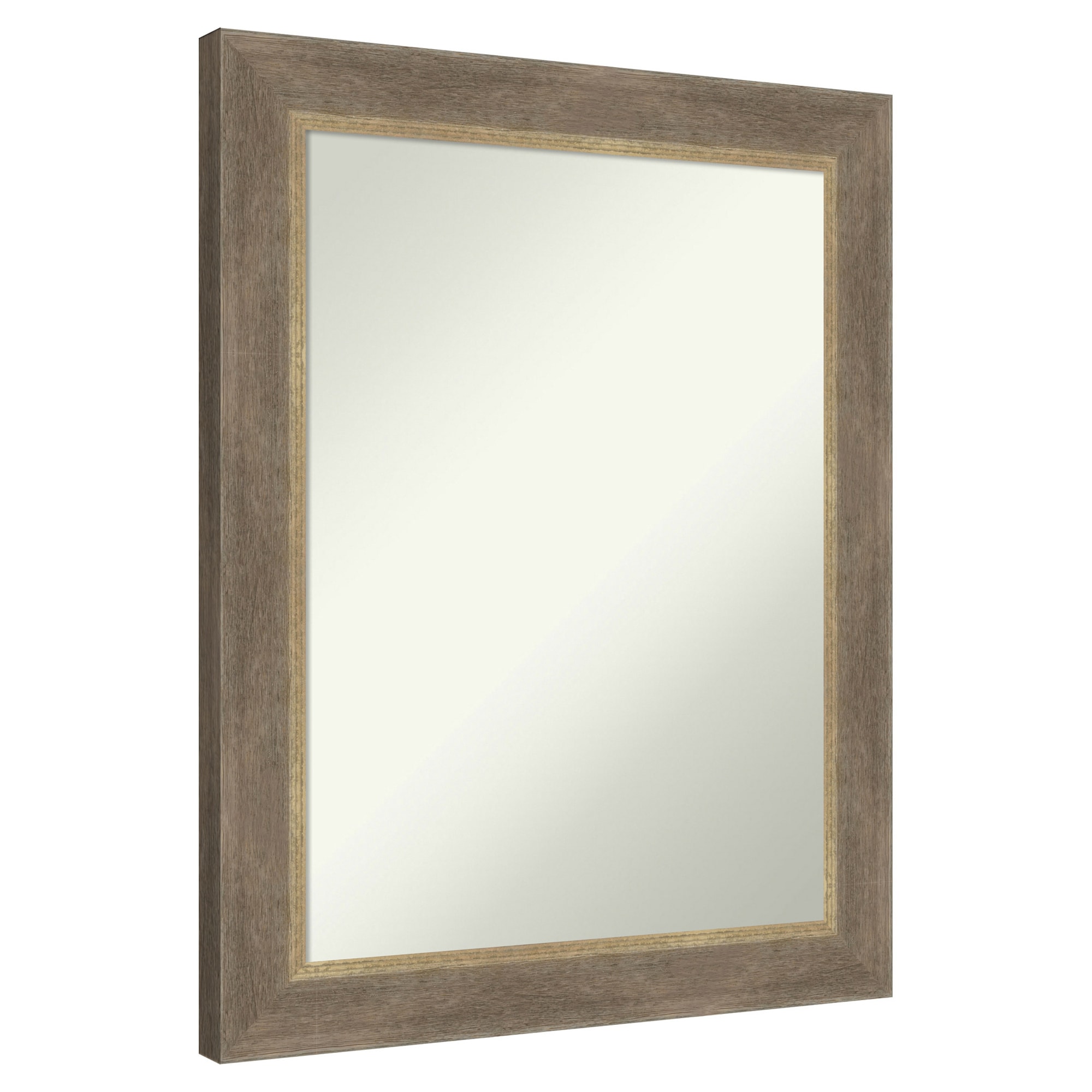 Amanti Art  Non-Beveled Mirror Driftwood Tan Framed Wood Bathroom Wall Mirror 28.75 x 22.75 in.