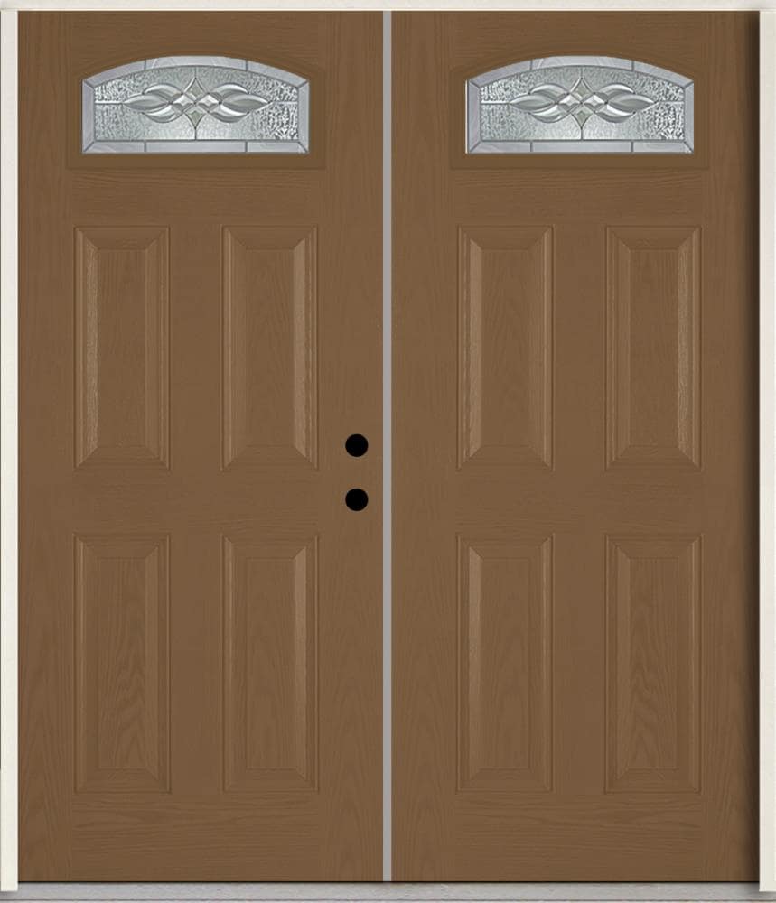 RELIABILT LO841720 Hampton 72-in x 80-in x Fiberglass 1/4 lite Left-hand inswing Woodhaven Stained Prehung Double Front Door Insulating core