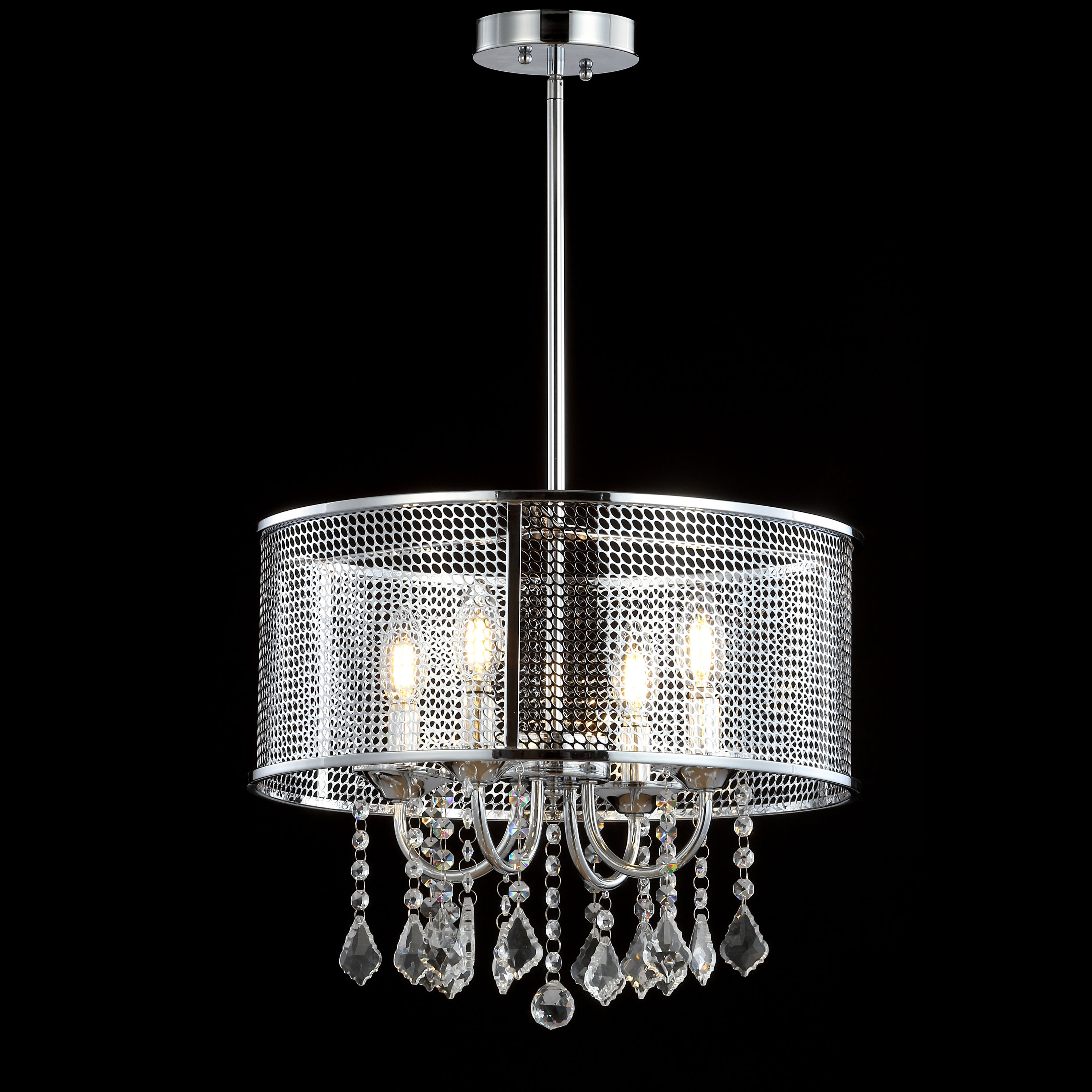 Avah 17" Chrome Polished Crystal LED Adjustable Chandelier