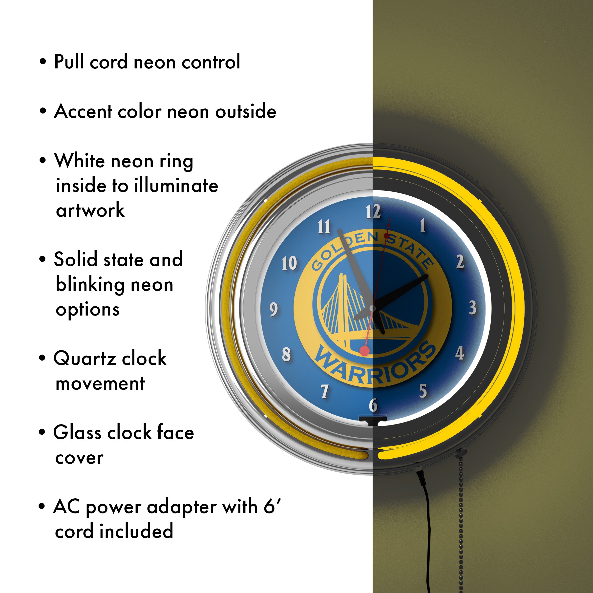 Trademark Gameroom NBA1400-GSW Indoor-Outdoor-Clocks - View #3