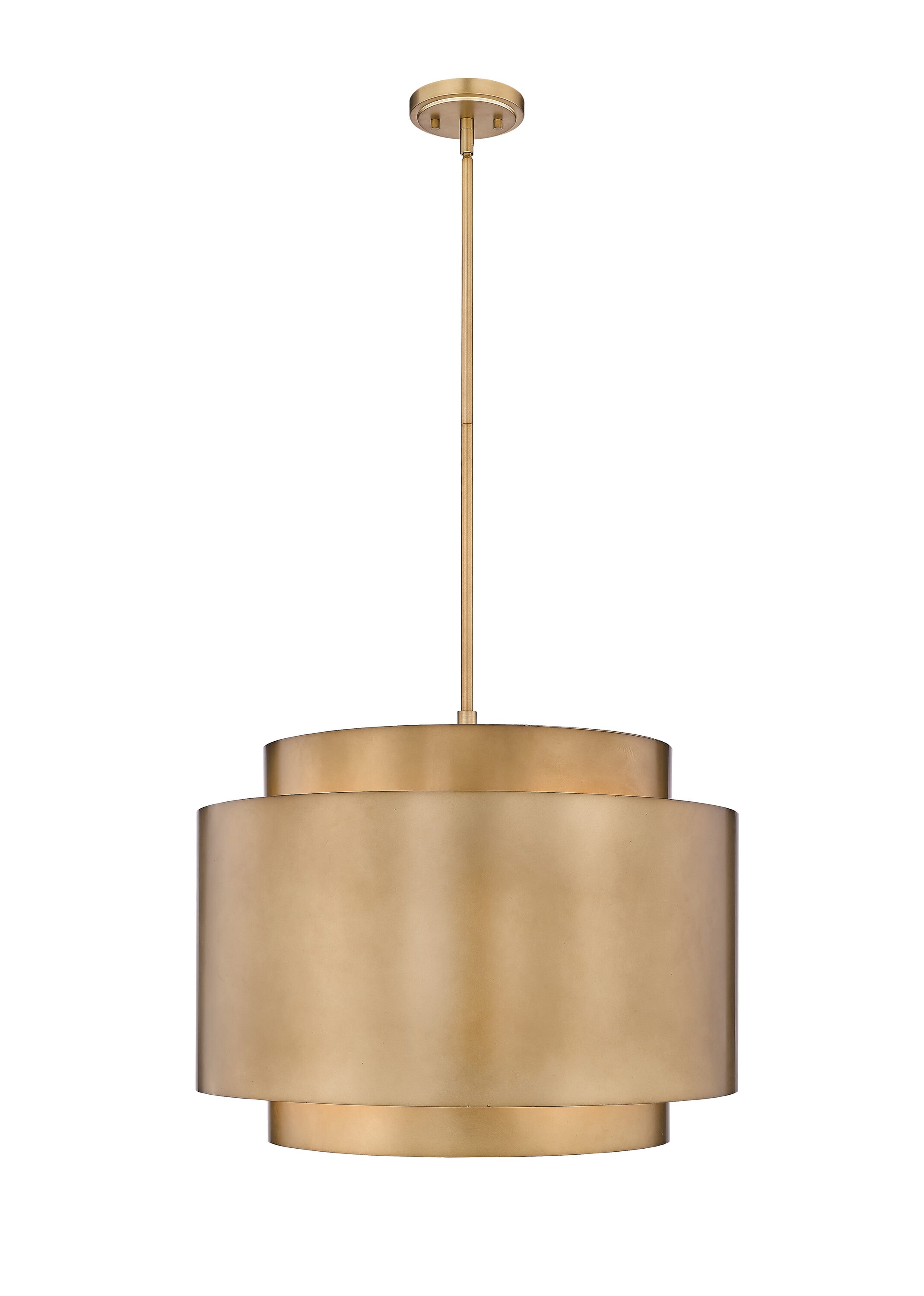 Z-Lite 739P32-RB Harlech 4 -Light Rubbed Brass Industrial Tiered Large Hanging Pendant light